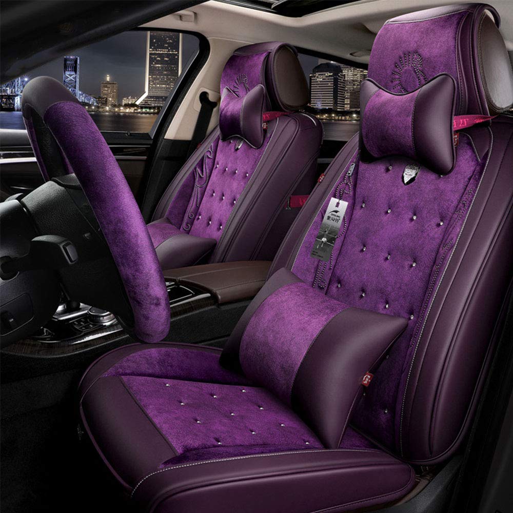 Premium Leather Car Seat Covers - Winter Plush Warm Seat Cushions for 5-Seater Vehicles | Airbag Compatible | Luxury & Comfort for Cold Weather Driving