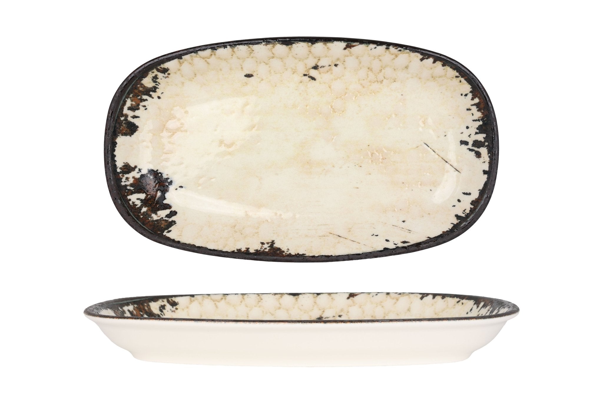 Premium Vega Service Plate 25x15 cm - Elegant Porcelain Appetizer Dish for Restaurants, Catering & Home Entertaining - Perfect for Cheese, Desserts & Hors d'Oeuvres