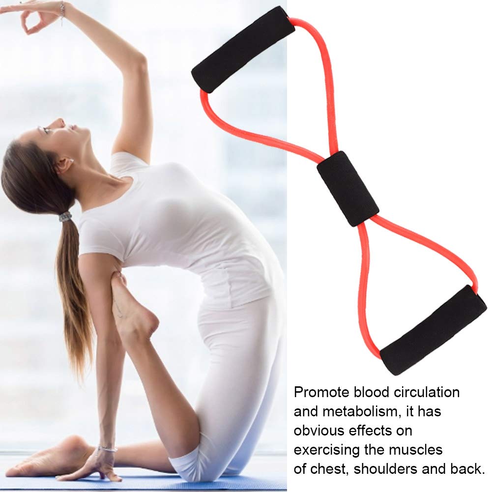Premium 8-Shaped Resistance Bands for Men & Women - Chest Expander, Arm & Shoulder Workout Stretch Bands - Home Gym Equipment for Strength Training, Yoga & Fitness (Red) - Perfect for Home Workouts, Office Stretching & Travel Fitness