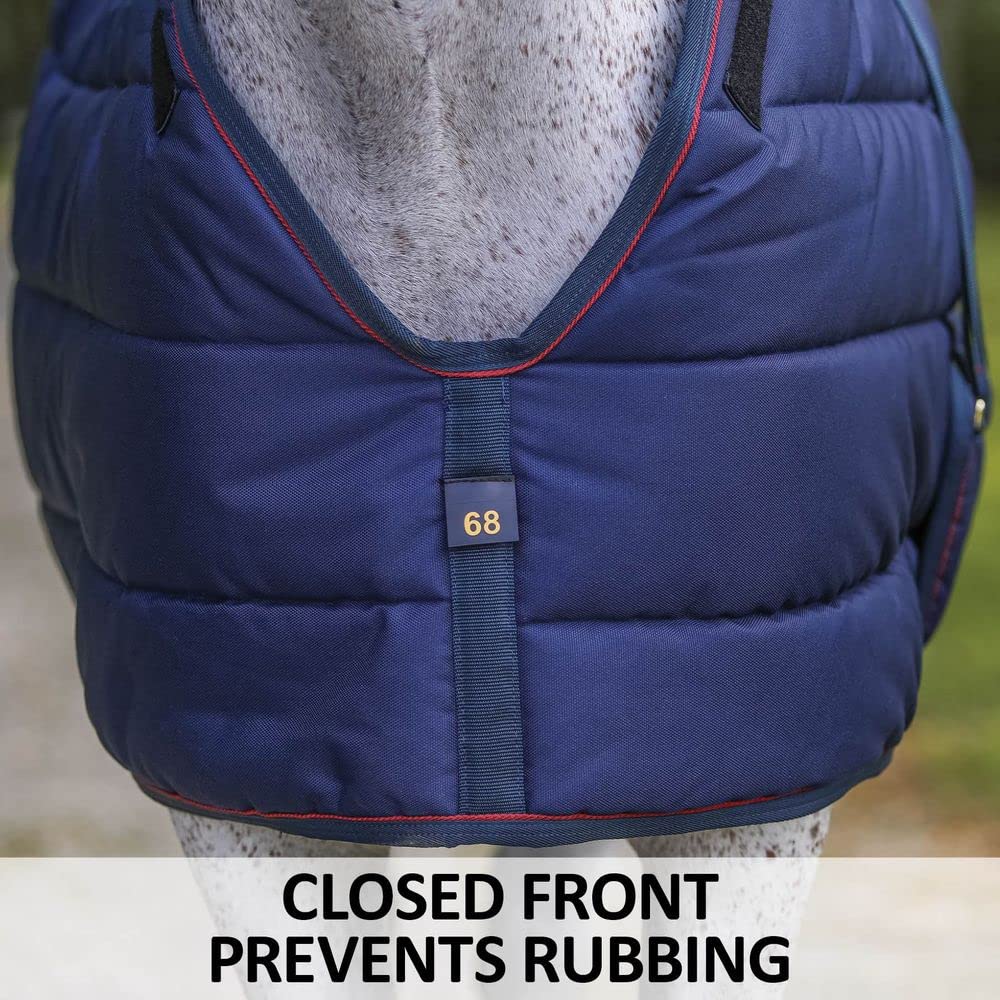 Adjusta-Fit SuperQuilt Heavyweight Stable Horse Blanket - Waterproof Winter Horse Blanket with Cutback Bellyband | Navy Blue Size 78 | Perfect for Cold Weather Stabling & Outdoor Riding