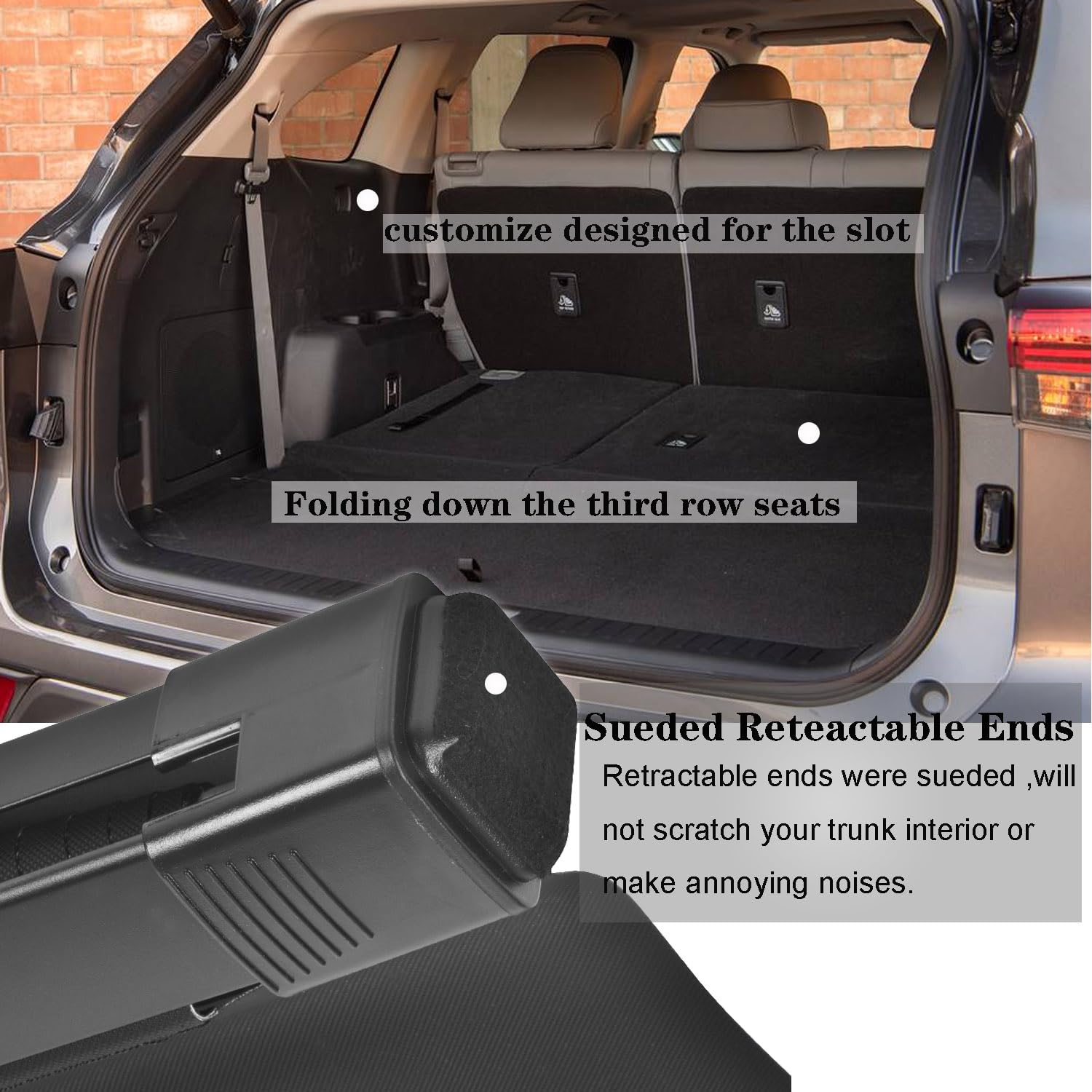 2020-2025 Toyota Highlander XLE AWD Retractable Cargo Cover - Security Shade Shield, Anti-Peeping Tonneau Cover with Extra Canvas - Perfect for Road Trips, Camping & Protecting Valuables