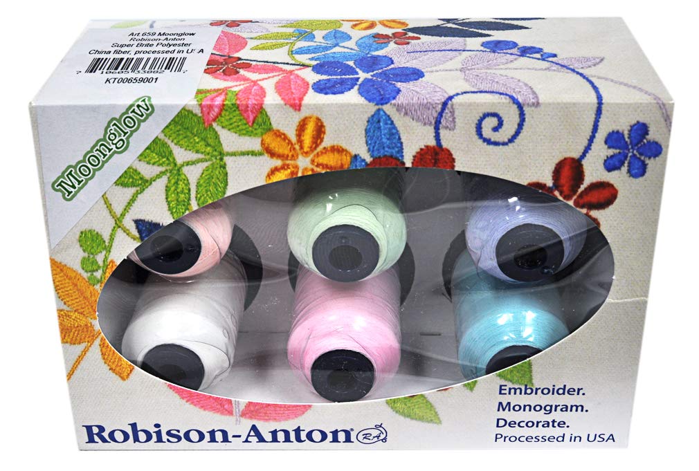 Robison-Anton Polyester Mini King 6 Spool Thread Gift Pack - Moonglow Color | Premium Sewing Threads for Quilting, Embroidery & Crafting | Perfect for DIY Projects, Home Decor & Fashion Accessories
