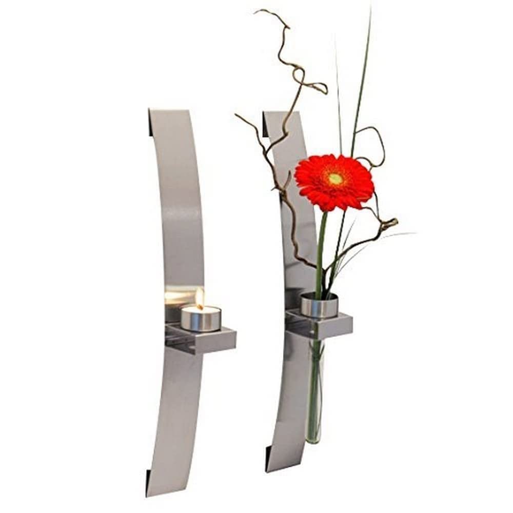 44876 Wall-Mounted Candle Holder with Vase - 15.5 Inch Rustic Home Decor for Living Room, Bedroom, and Outdoor Patio