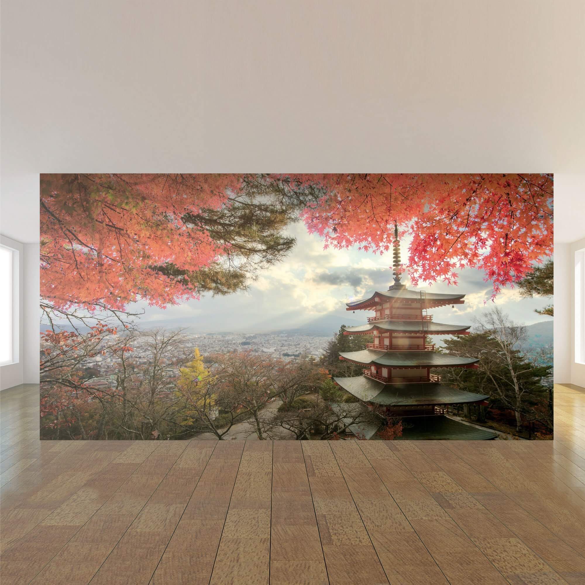Fuchsia and White Asian Peel and Stick Removable Wallpaper Mural 2343 - Self-Adhesive Decorative Wall Art for Bedroom, Living Room, and Office