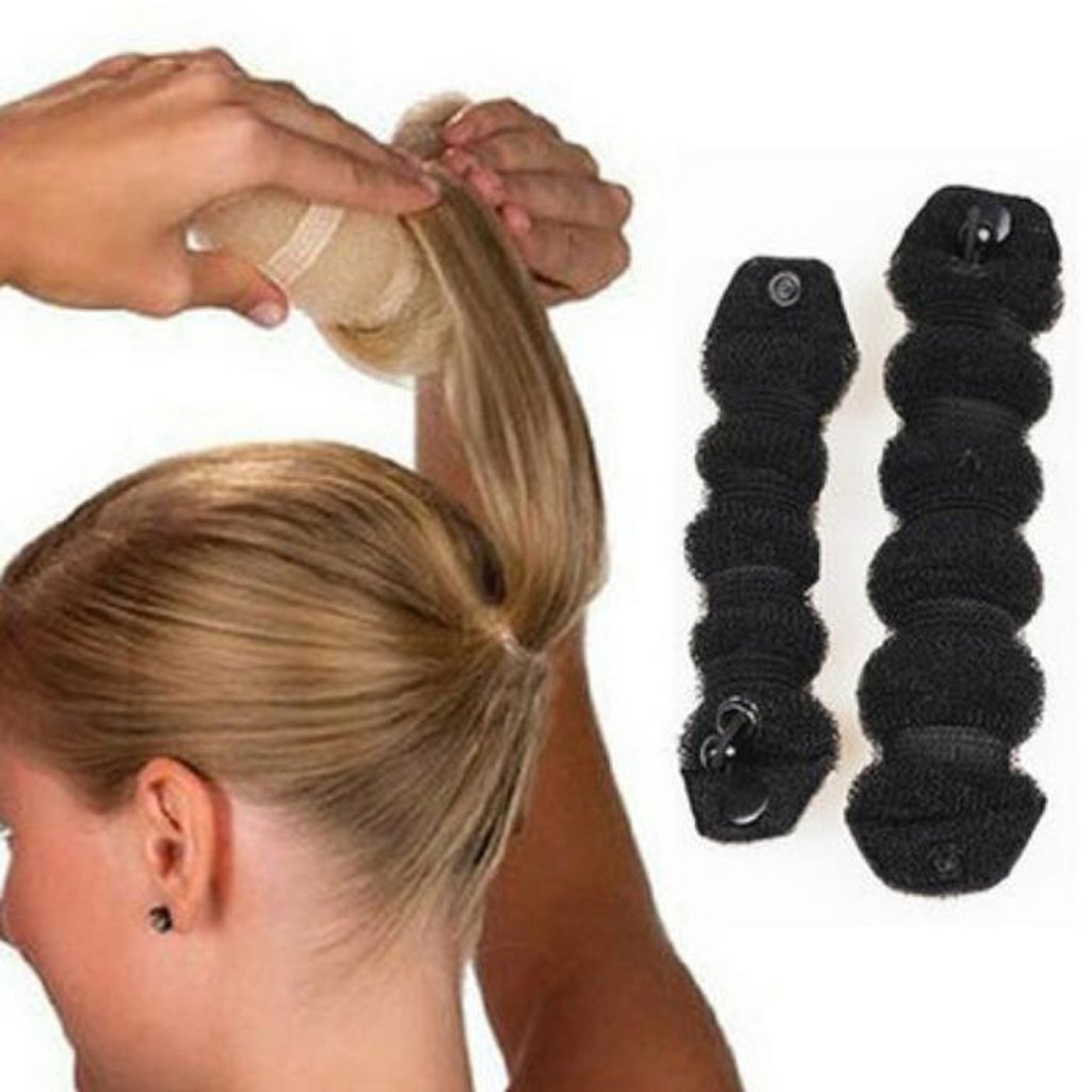 2 Pack Black Sponge Hair Donut Bun Maker - Magic Styling Ring Shaper Tool for Perfect Buns & Updos (Great for Weddings, Parties & Everyday Hairstyles)