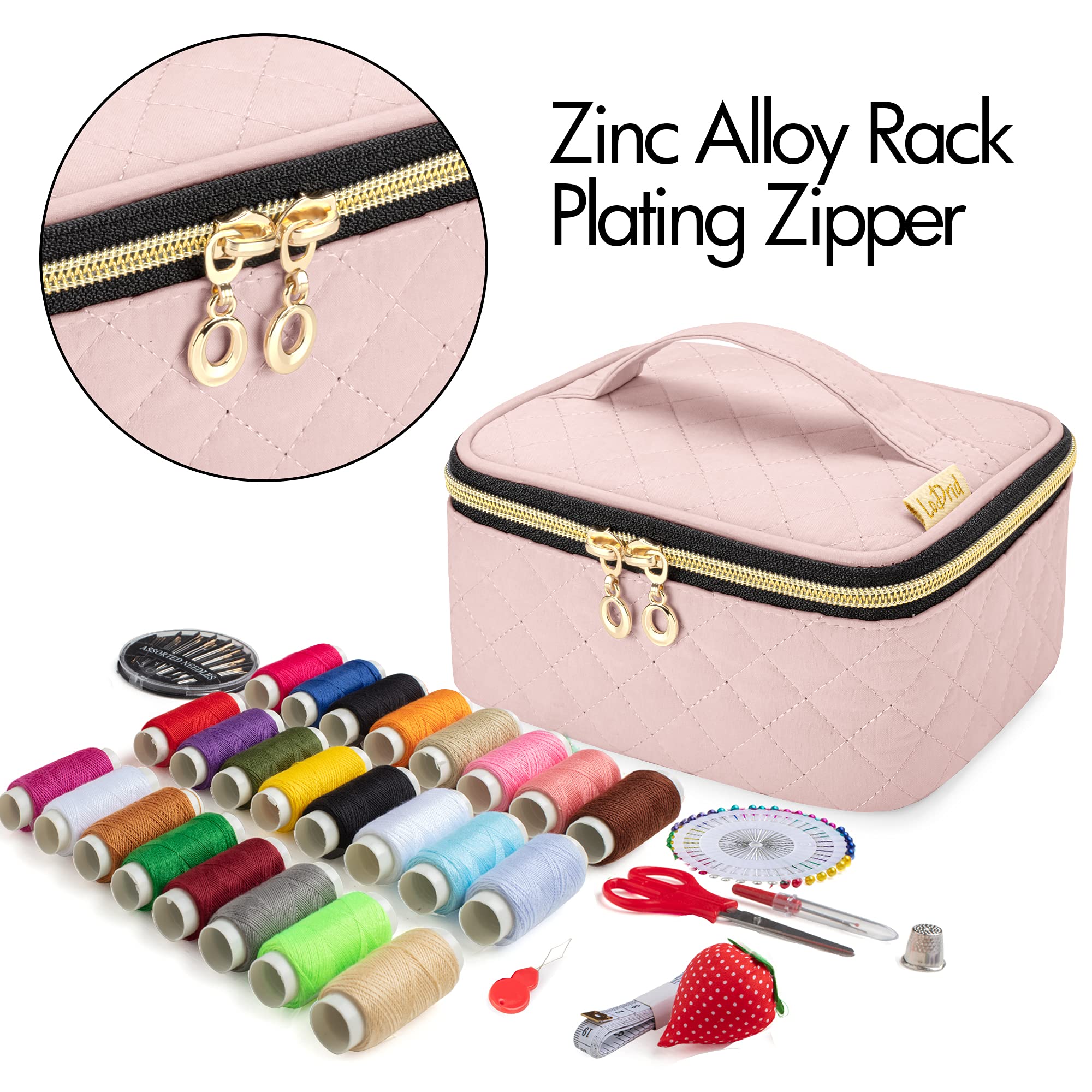 Portable Sewing Kit with 24 Threads & 30 Needles - Travel & Home Repair for Adults & Kids - Dusty Rose