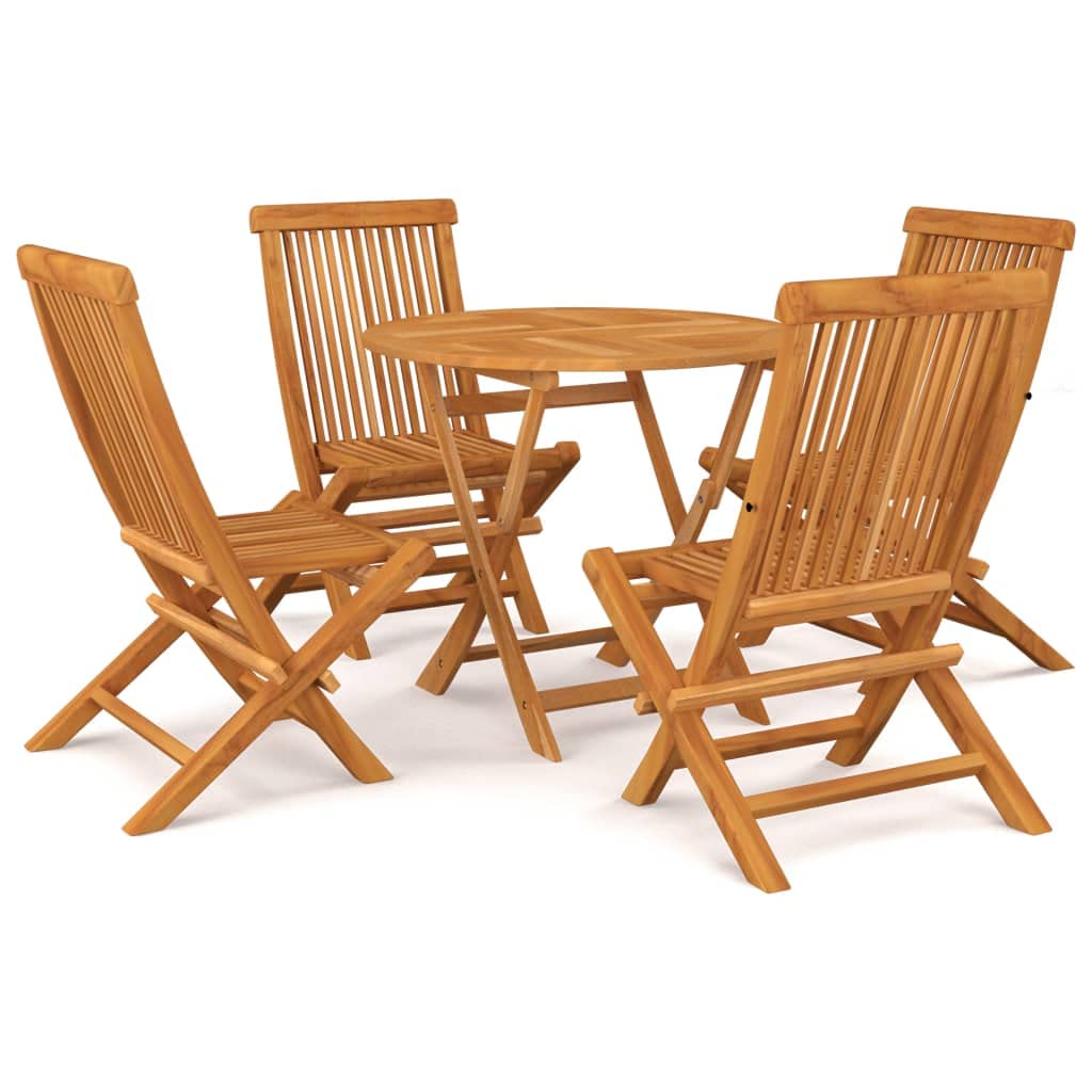 Premium 5-Piece Teak Wood Patio Dining Set - Scandinavian Style Outdoor Garden Furniture - Durable & Weather-Resistant with Foldable Design - Perfect for Backyard, Deck, Poolside & Terrace Dining