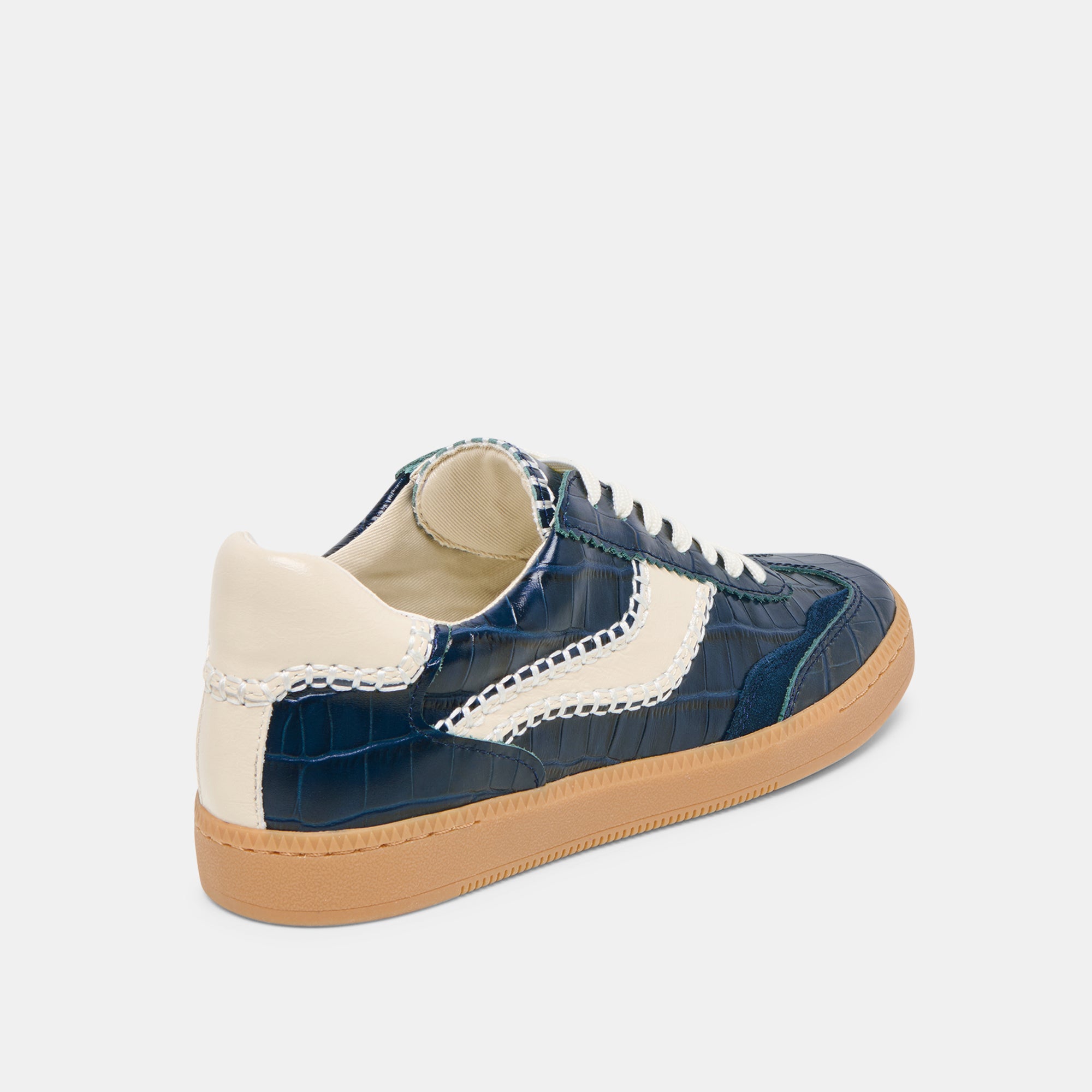 Stylish Stitch Sneakers in Ink Crocodile Embossed Leather - Perfect for Casual Wear, Street Fashion & Everyday Comfort