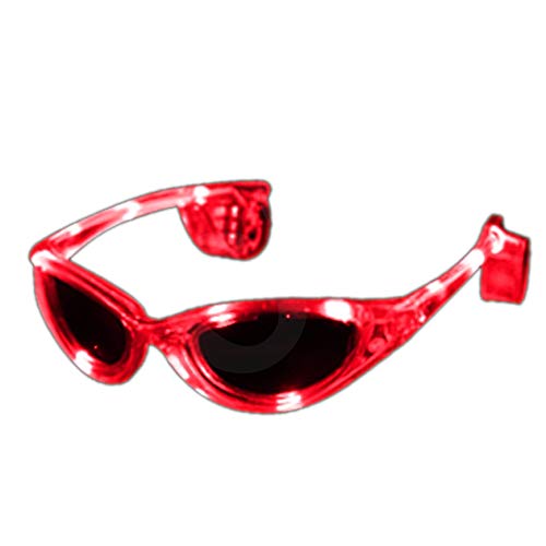 Blinking Red LED Sunglasses for Night Parties, Raves, and Costume Events - Cool Light Up Glasses for Halloween, Concerts, and Festivals