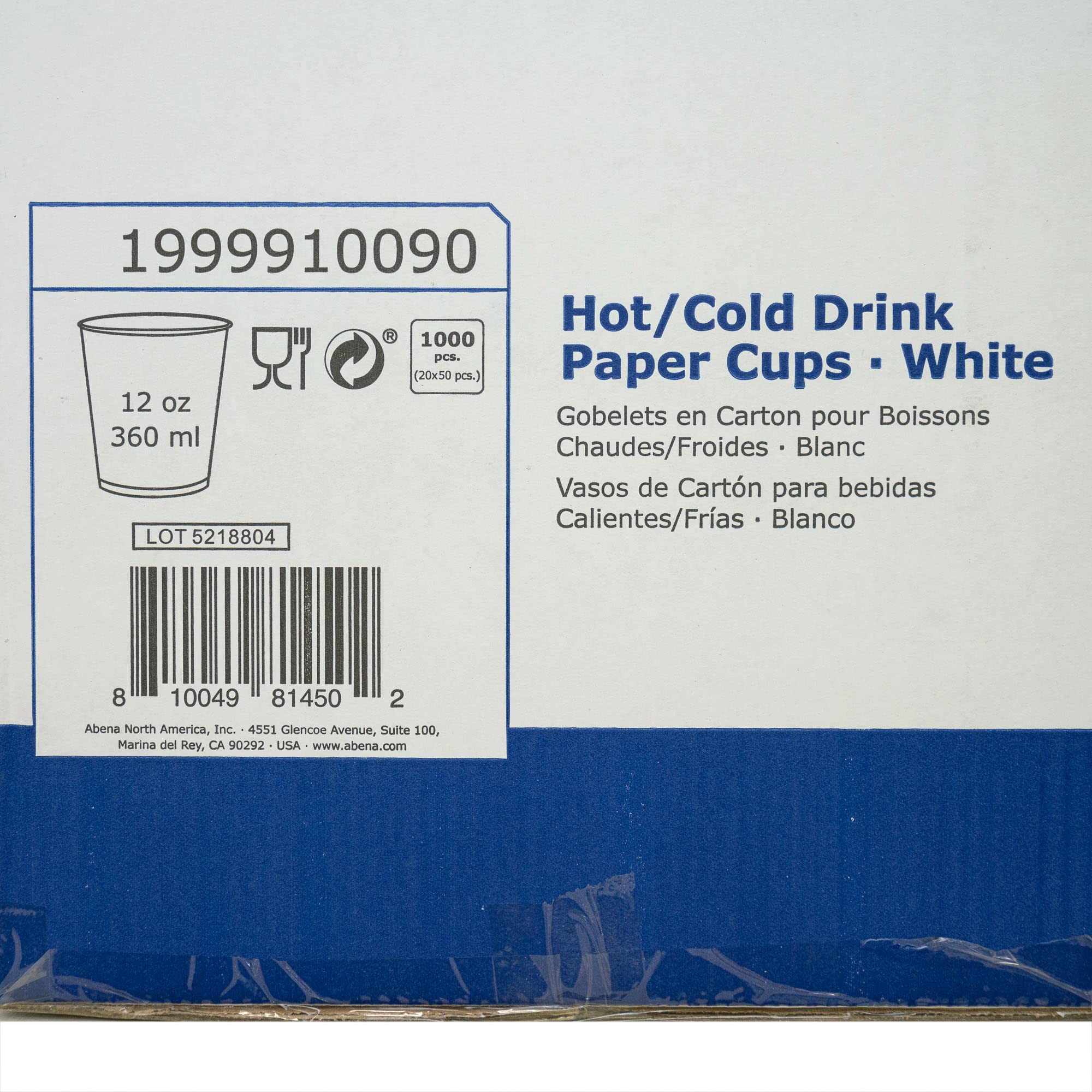 Abena Disposable Paper Coffee Cups 8oz 12oz 16oz - 1000 Pack Hot & Cold Drink Cups for Coffee, Tea, Soda - Perfect for Offices, Cafes, Restaurants, and Events