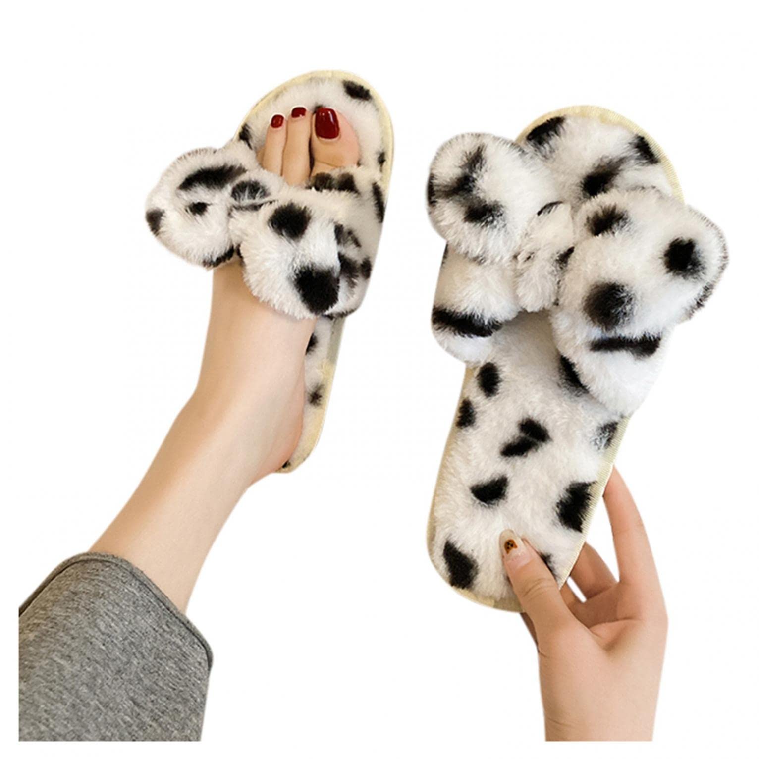 Women's Non-Slip Plush Fuzzy Slippers - Breathable Indoor/Outdoor Winter House Shoes for Comfort & Warmth | Perfect for Lounging at Home, Running Errands & Cold Weather Wear