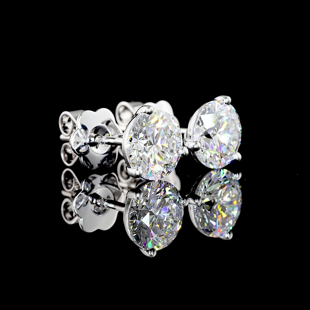 2.5 Carat Lab Grown Round E VS1 Diamond 14K White Gold Martini Stud Earrings for Women - Perfect for Weddings, Anniversaries & Special Occasions