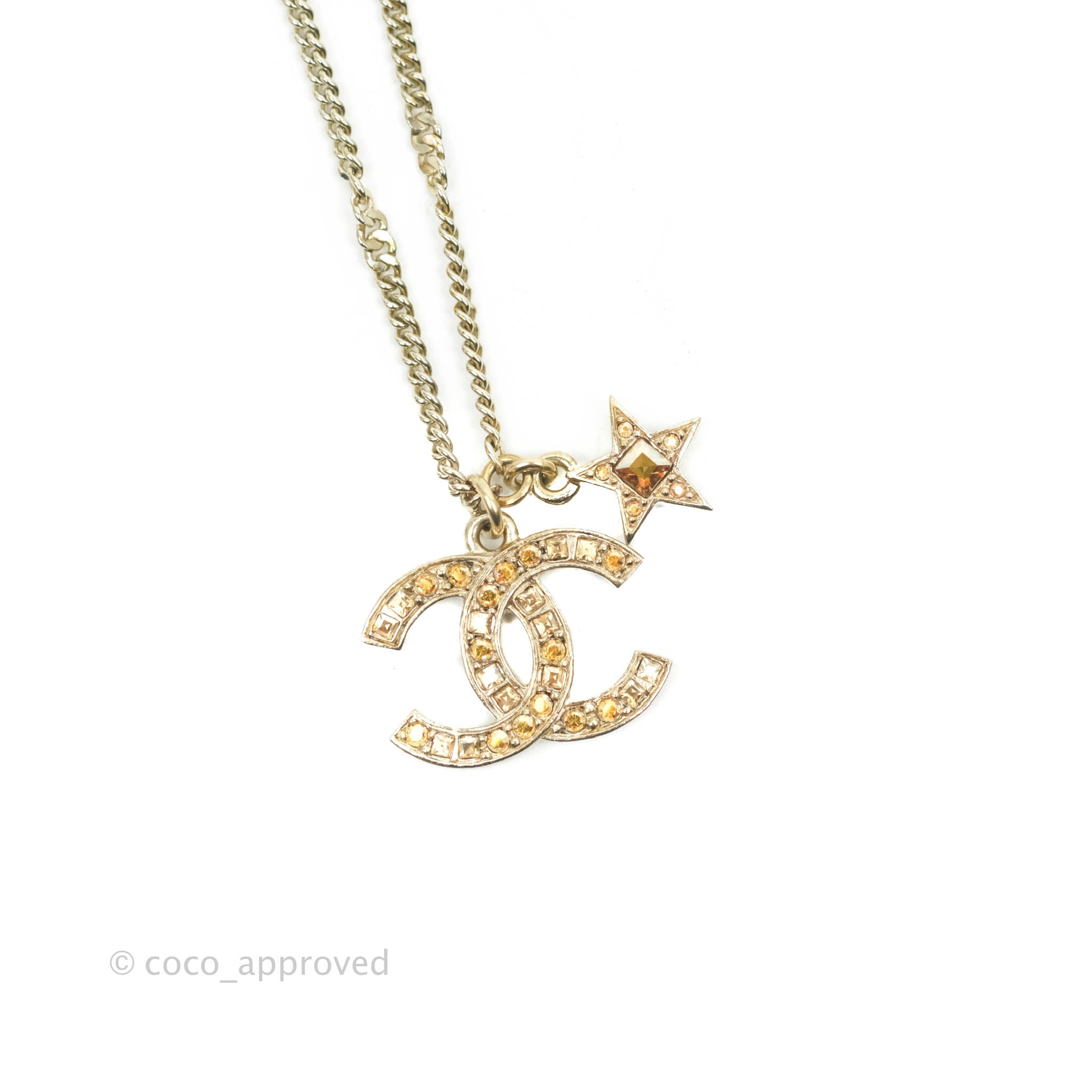 Chanel Champagne Crystal CC & Star Bracelet with Gold Hardware - 21S Collection | Elegant Luxury Jewelry for Women, Perfect for Parties, Weddings & Special Occasions
