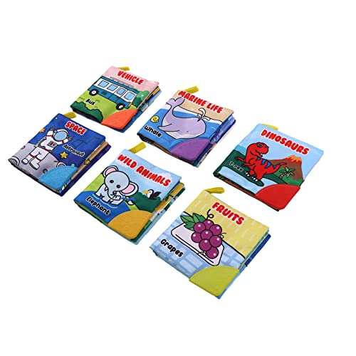 Soft & Durable Baby Cloth Books Set - 6pcs Early Learning Cognitive Toys for Toddlers, Washable Fabric Books with Lights for Sensory Play | Perfect for Bedtime, Travel & Developmental Activities