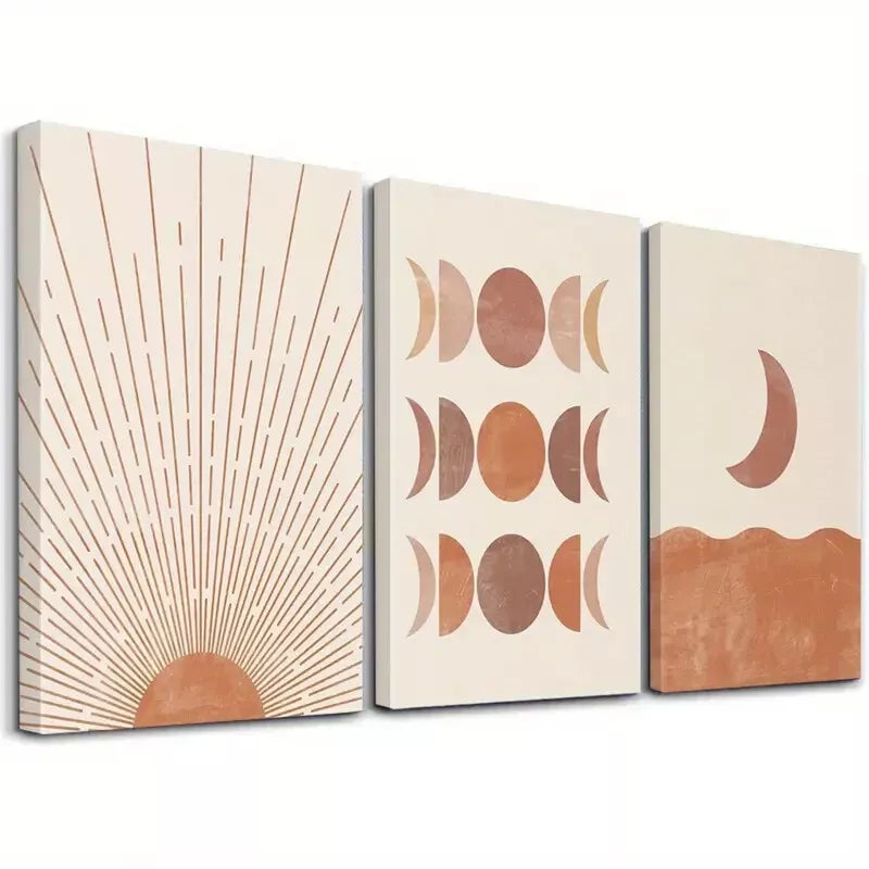 3-Piece Abstract Art Coral Pink Minimalist Shapes Wall Decor Set - Framed Canvas 50x70cm (20x28in) | High-Quality Print | 100% Australian Made | Ready to Hang | Perfect for Living Room, Bedroom & Office Decor