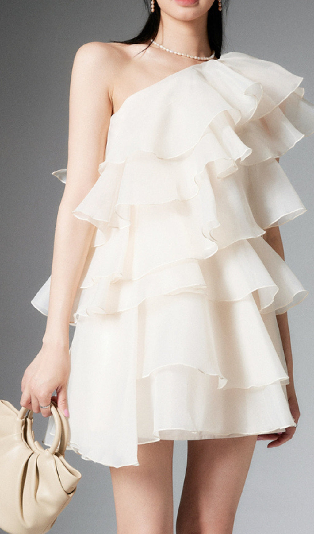 One Shoulder Cap Sleeve Plain Tiered Mini Dress - Perfect for Summer Parties, Date Nights & Beach Vacations