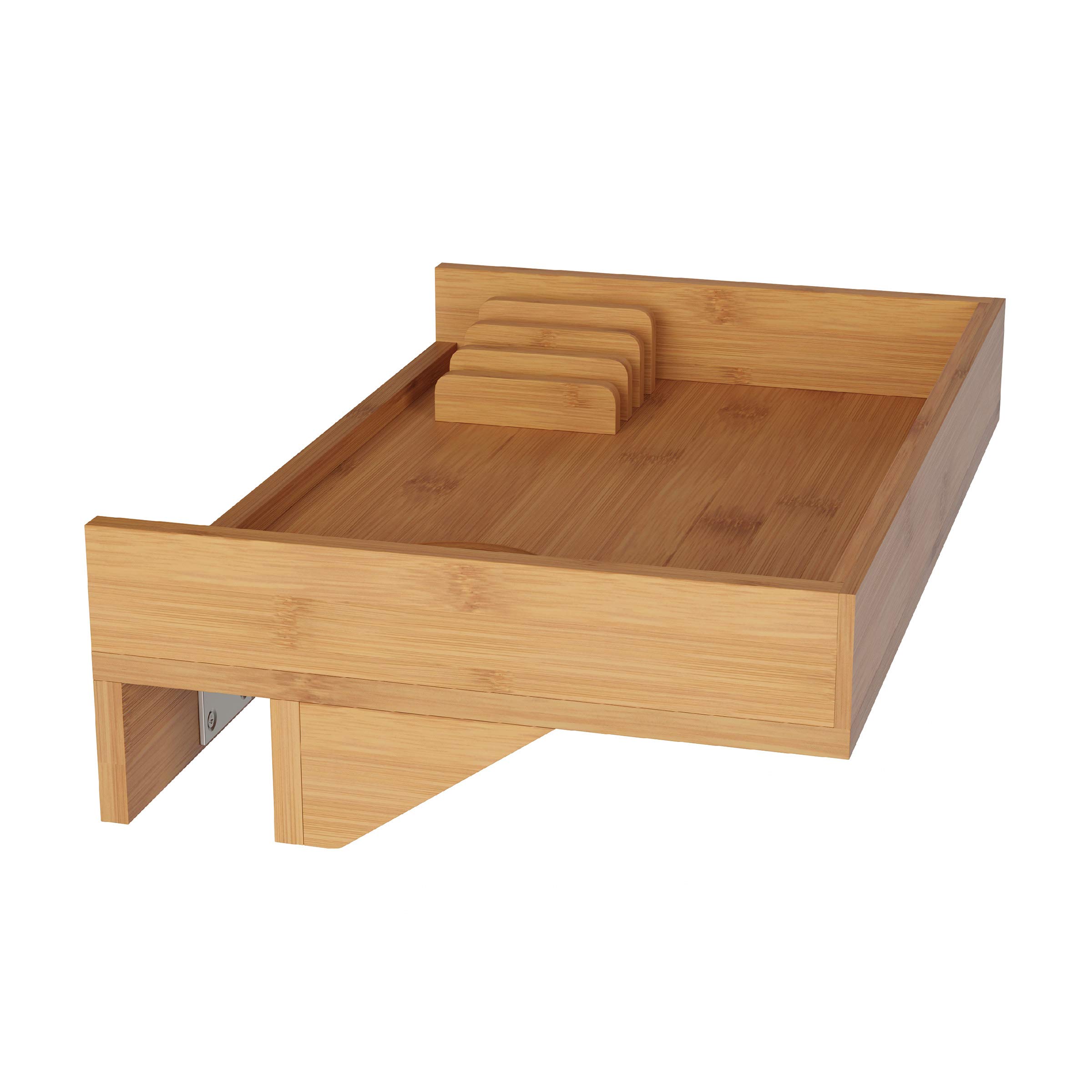 Eco-Friendly Bamboo Floating Nightstand - Bedside Shelf with Tray for Bedroom, Dorm, RV & Apartment - Natural Finish | Space-Saving Storage Solution for Small Spaces & Modern Home Decor
