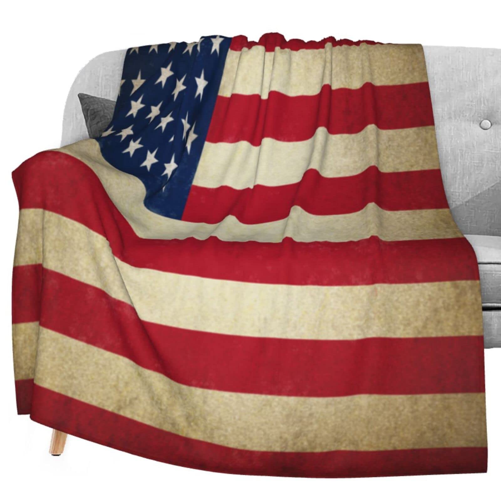 Premium Delerain Flannel Blanket with USA Flag Design - Ultra Soft & Lightweight All-Season Throw Blanket (60x80 Inches) - Perfect for Bed, Couch, Sofa - Ideal Gift for Women, Men & Kids - Home Decor, Camping, Picnics & Outdoor Adventures