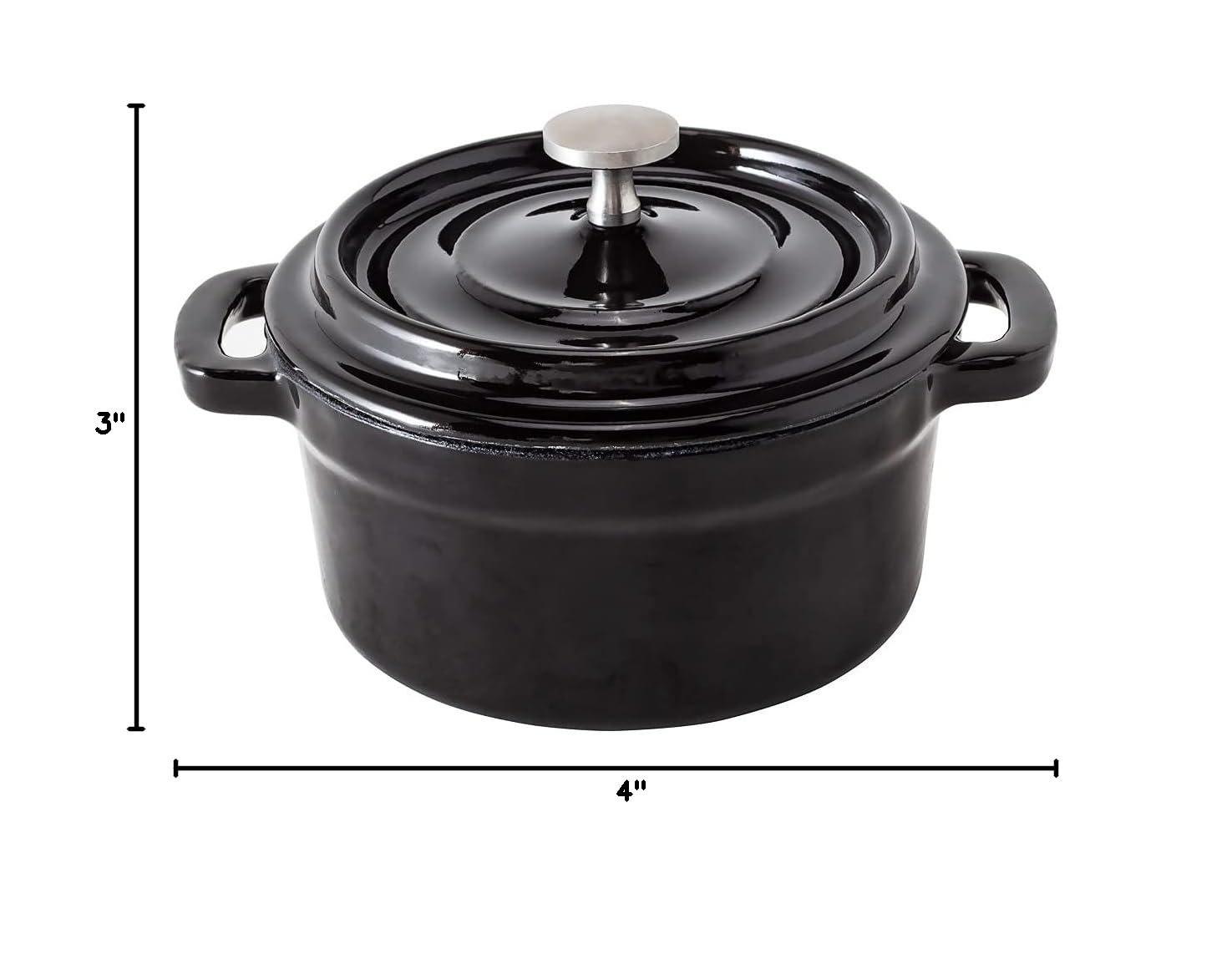 8 oz Mini Casserole Dish with Lid - Enameled Black Cast Iron Dutch Oven for Baking, Braising & Roasting | Perfect for Individual Servings, French Onion Soup & Crème Brûlée | Heavy-Duty Restaurantware Cocotte