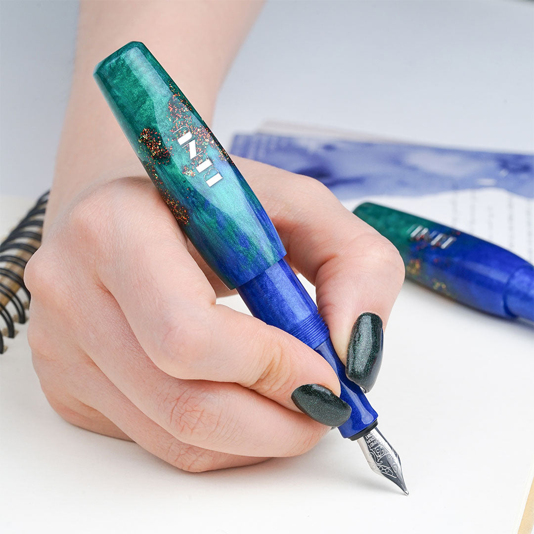 Benu Pixie Pocket Fountain Pen - Emerald Sea Green Ink, Compact & Portable for Everyday Writing, Journaling, and Note-Taking