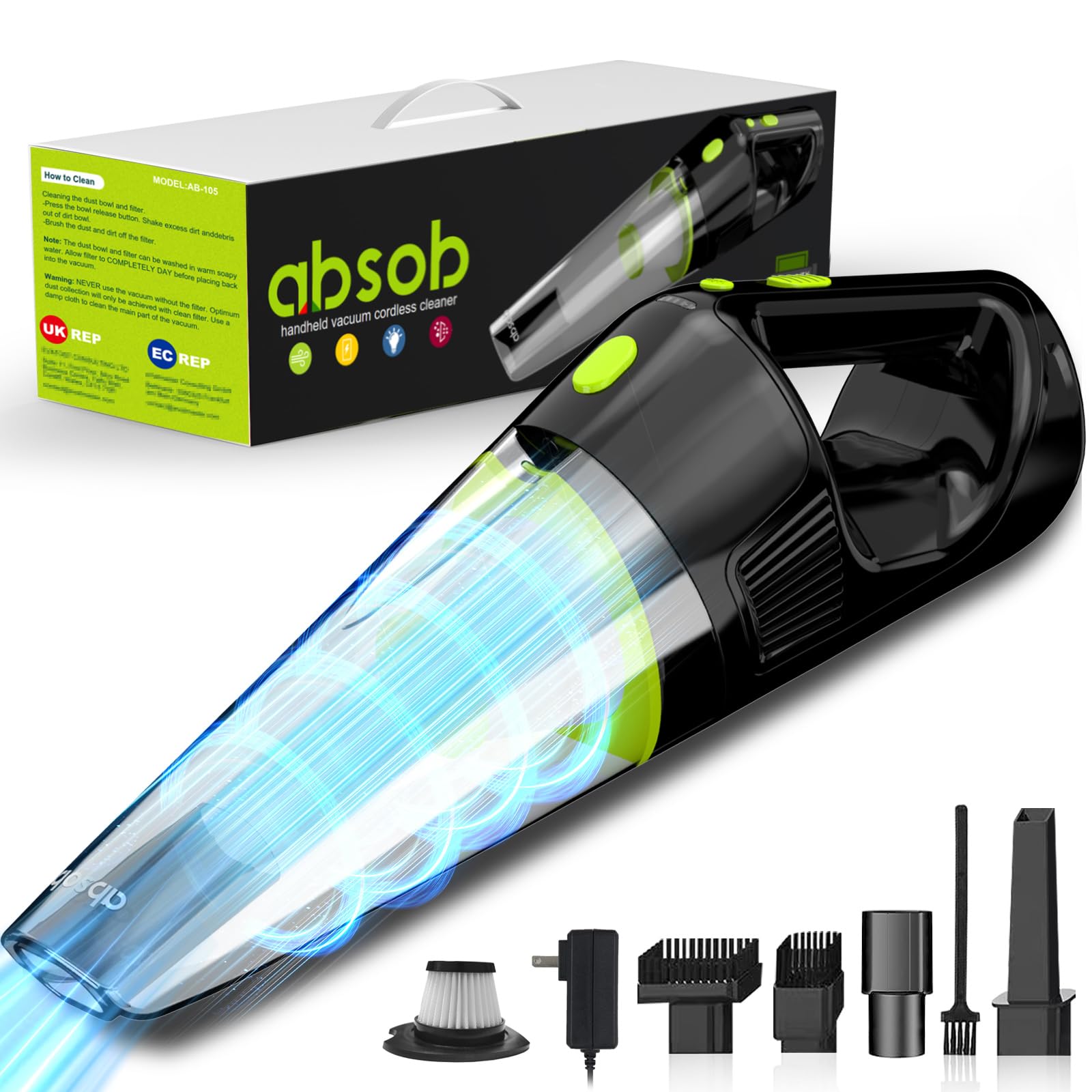 Powerful Cordless Handheld Vacuum Cleaner - Rechargeable, Lightweight & Portable for Cars, Home & Pet Hair | Ideal for Quick Cleanups, Car Detailing & Pet Hair Removal