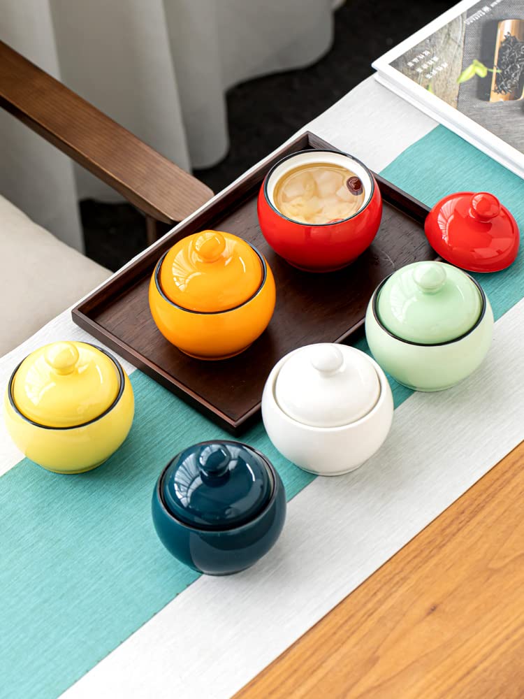 Colorful Ceramic Sugar Bowl with Lid - Spice Jar & Seasoning Pot for Baking, Cooking & Kitchen Storage