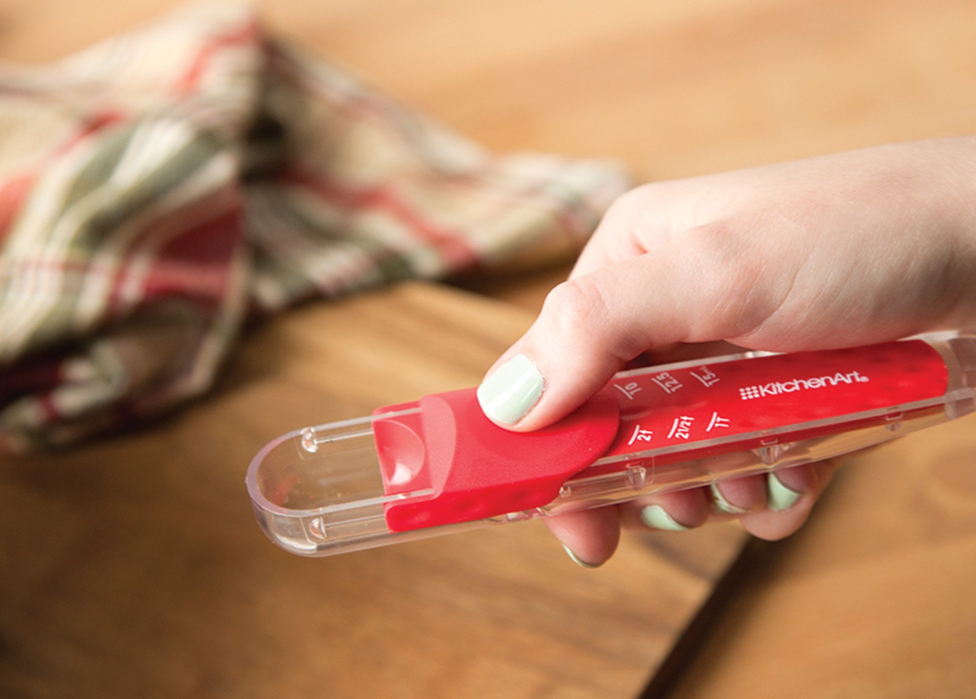 KitchenArt Adjust-A-Teaspoon Measuring Spoon - BPA-Free Plastic Kitchen Tool for Cooking & Baking - Perfect for Measuring Spices, Coffee, Medicine (Red) - Ideal for Home Chefs, Bakers & Meal Prep