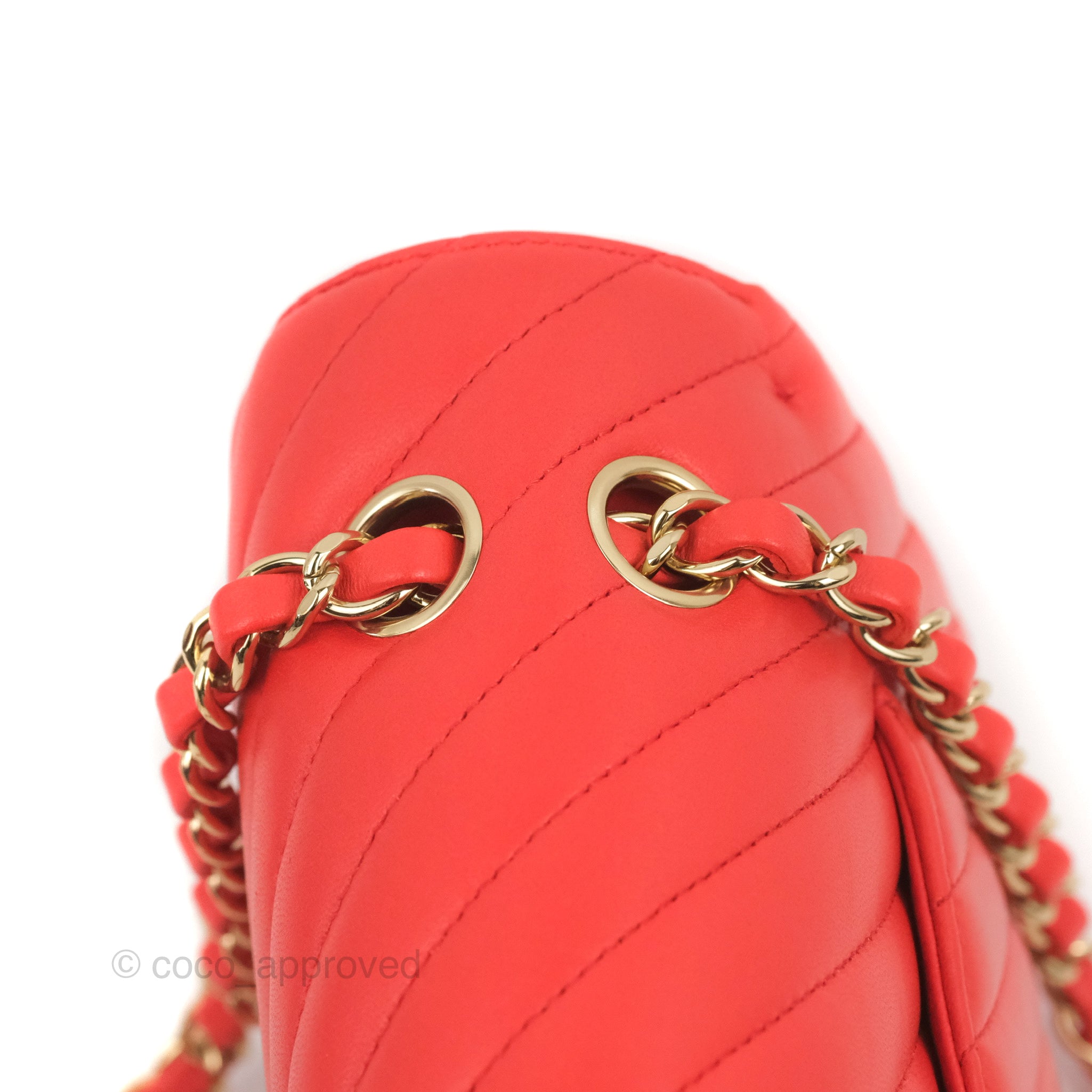 Chanel Classic Medium Flap Bag - Chevron Red Lambskin Leather with Gold Hardware | Luxury Designer Handbag for Women | Perfect for Date Night, Parties & Special Occasions