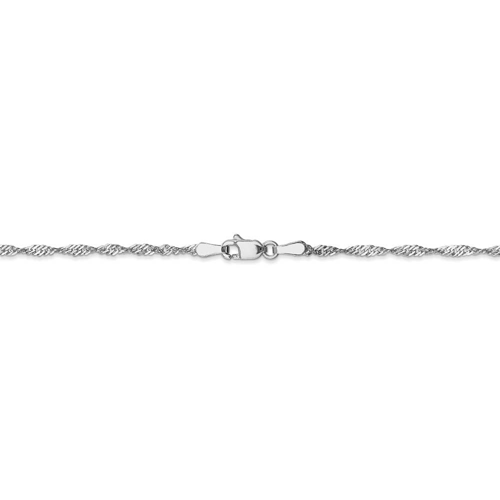 The Black Bow 1.6mm 14k White Gold Diamond Cut Singapore Chain Necklace for Elegant Evening Wear and Special Occasions