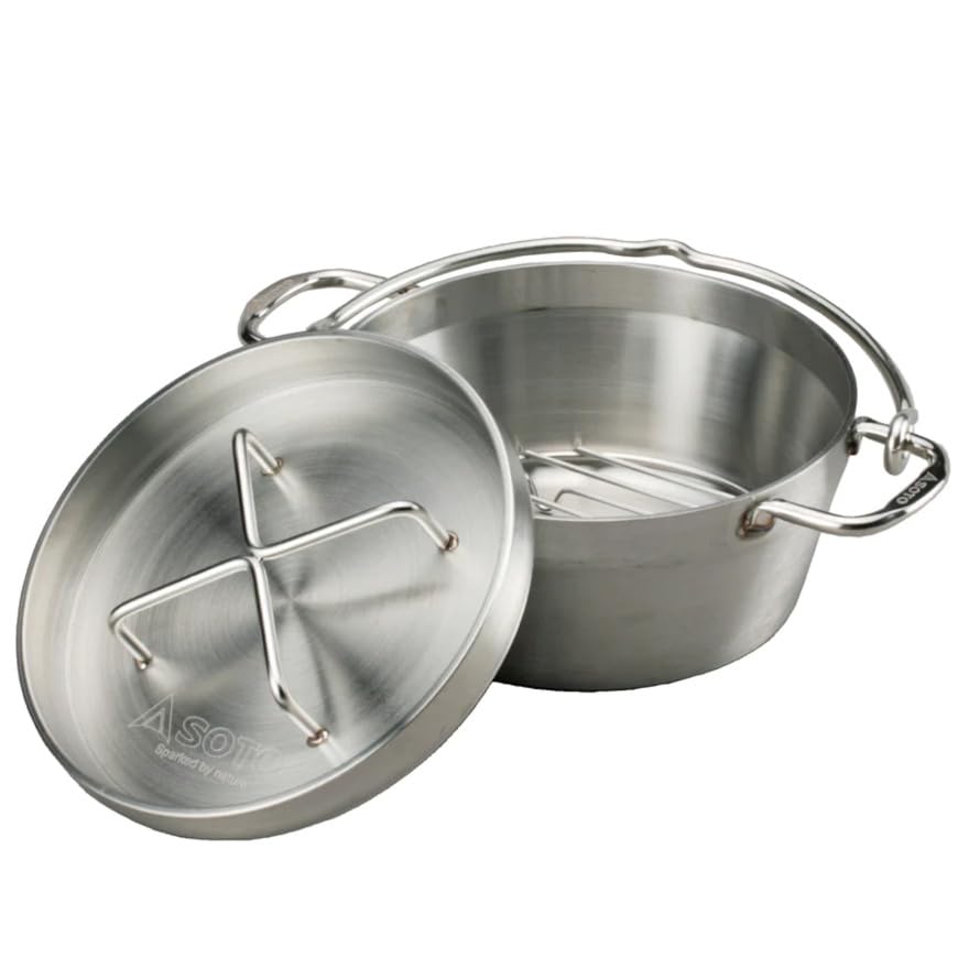 SOTO ST-908 Stainless Steel Dutch Oven - No Seasoning Required, Dishwasher Safe with Cleaning Rack, High Heat Retention & Rust Resistant - Perfect for Outdoor Camping, Backpacking & Home Cooking