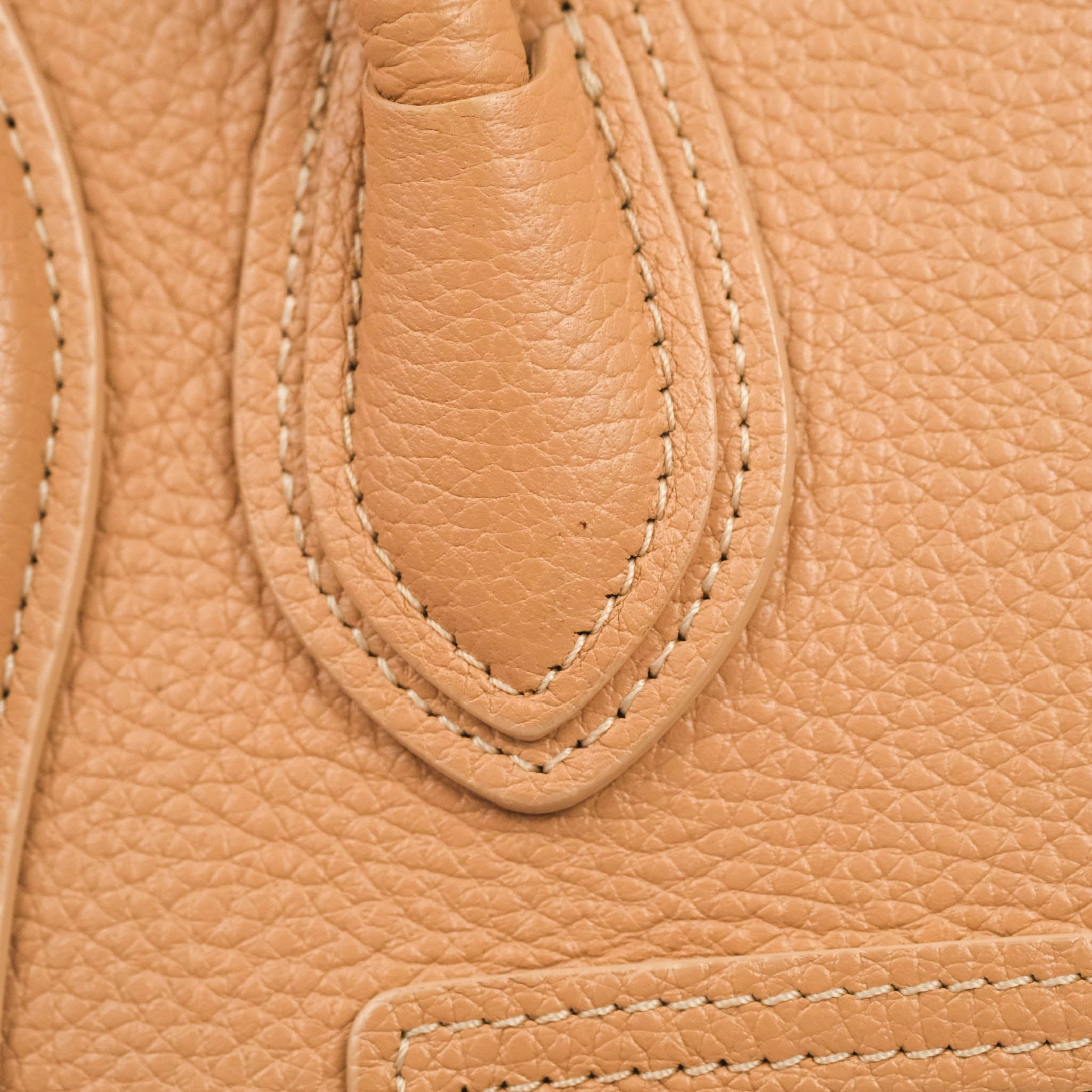 Celine Nano Luggage Bag in Beige Pink Drummed Calfskin Leather - Perfect for Work, Travel & Everyday Use