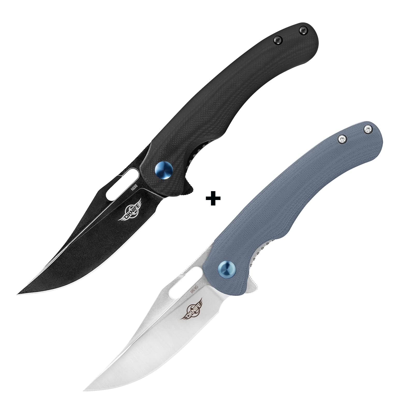 OKNIFE Splint N690 Stainless Steel Folding Pocket Knife - Black & Grey Tactical Knives Set for Camping, Hiking, Survival and Outdoor Adventures
