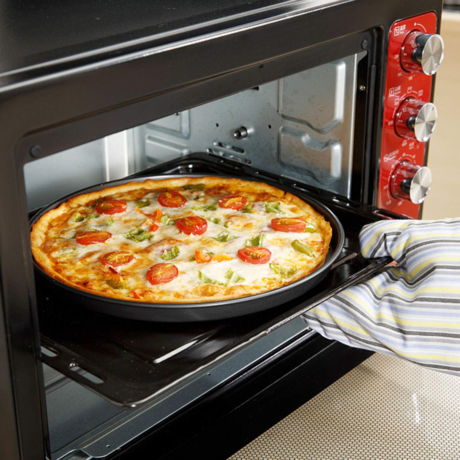 Kslong 2-Piece Metal Pizza Pan Set - 8 Inch Round Non-Stick Baking Pans for Oven, Perfect for Homemade Pizza, Cakes & Pastries - Ideal for Pizza Shops, DIY Baking & Home Cooking