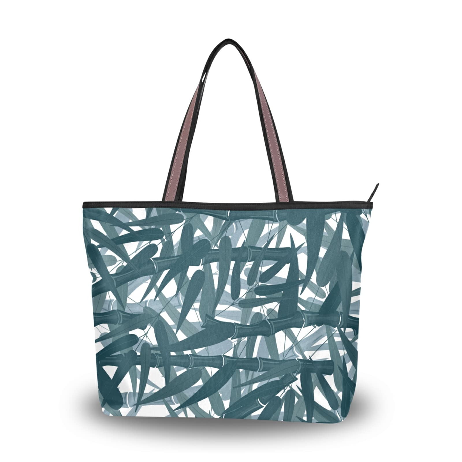 Stylish Gray Bamboo Tote Bag for Women - Eco-Friendly Large Capacity Zippered Grocery Purse - Perfect for Shopping, Beach & Daily Use (2 Sizes Available)