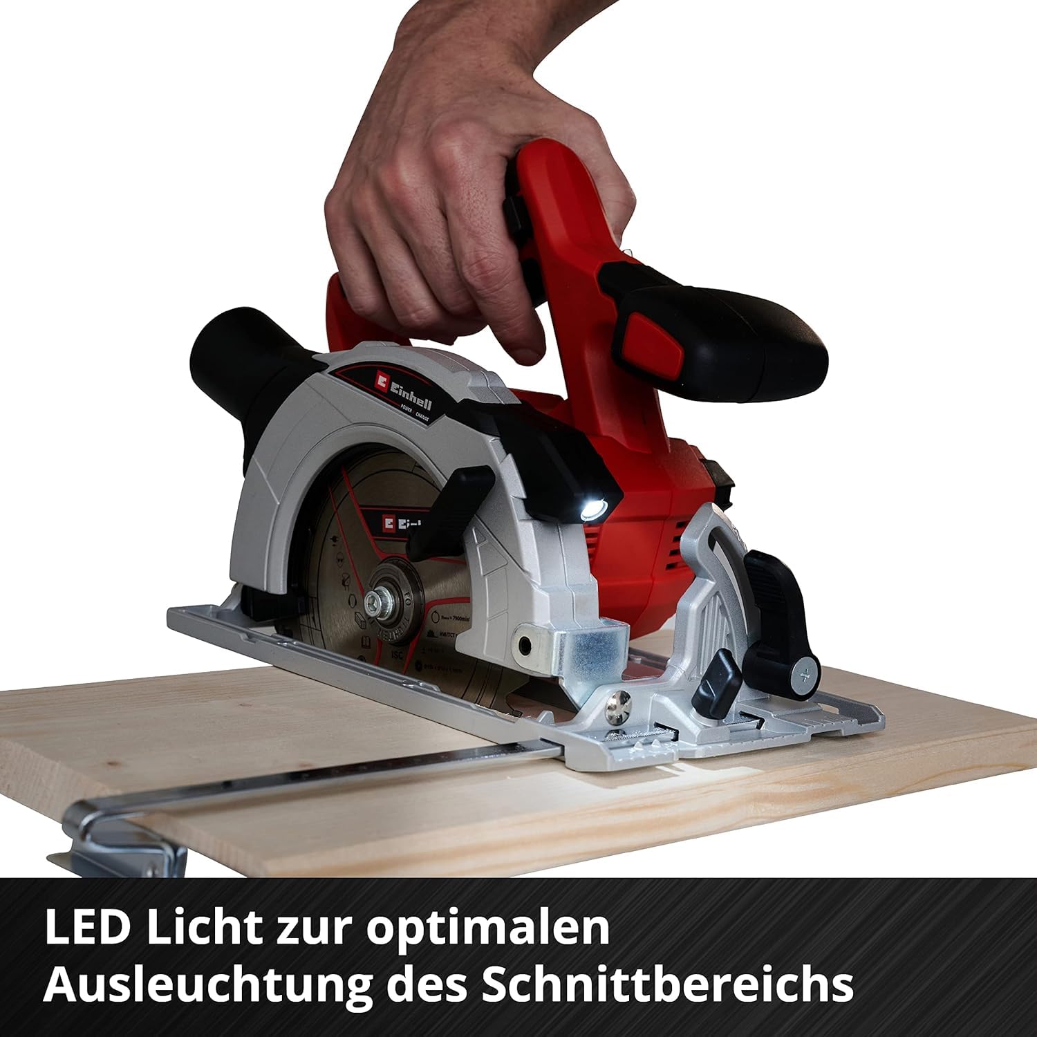 Einhell TE-CS 18/150 Li-Solo Power X-Change Cordless Circular Saw - 18V Lithium-Ion Battery (Not Included), 150mm Blade, Tool-Free Depth & Bevel Adjustment, LED Light - Perfect for Woodworking, DIY Projects & Construction Sites