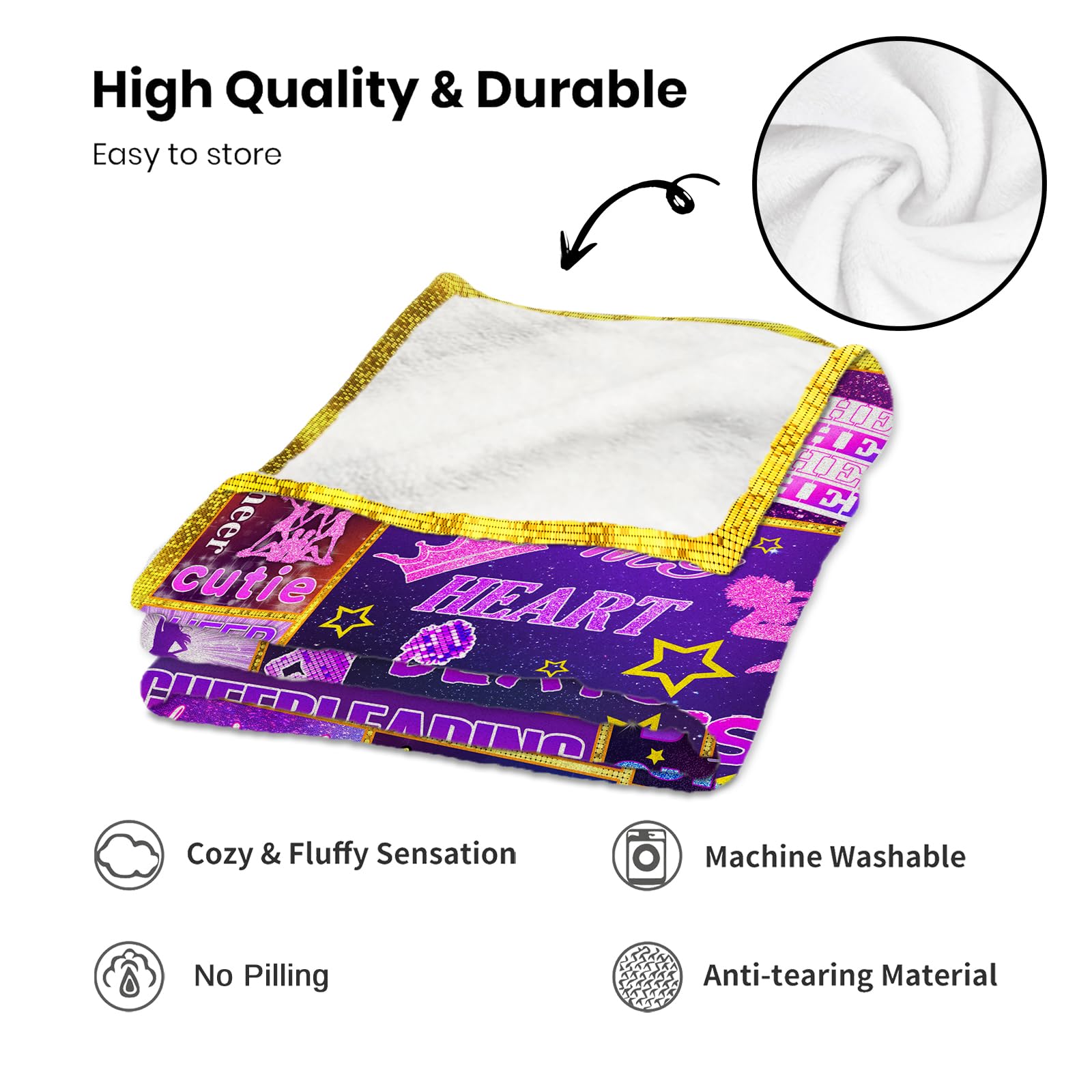 Cheerleader Gifts Bulk - 60x50 Inch Soft Cheerleading Blanket for Team, Coach & Girls - Perfect for Games, Competitions & Team Spirit Gifts