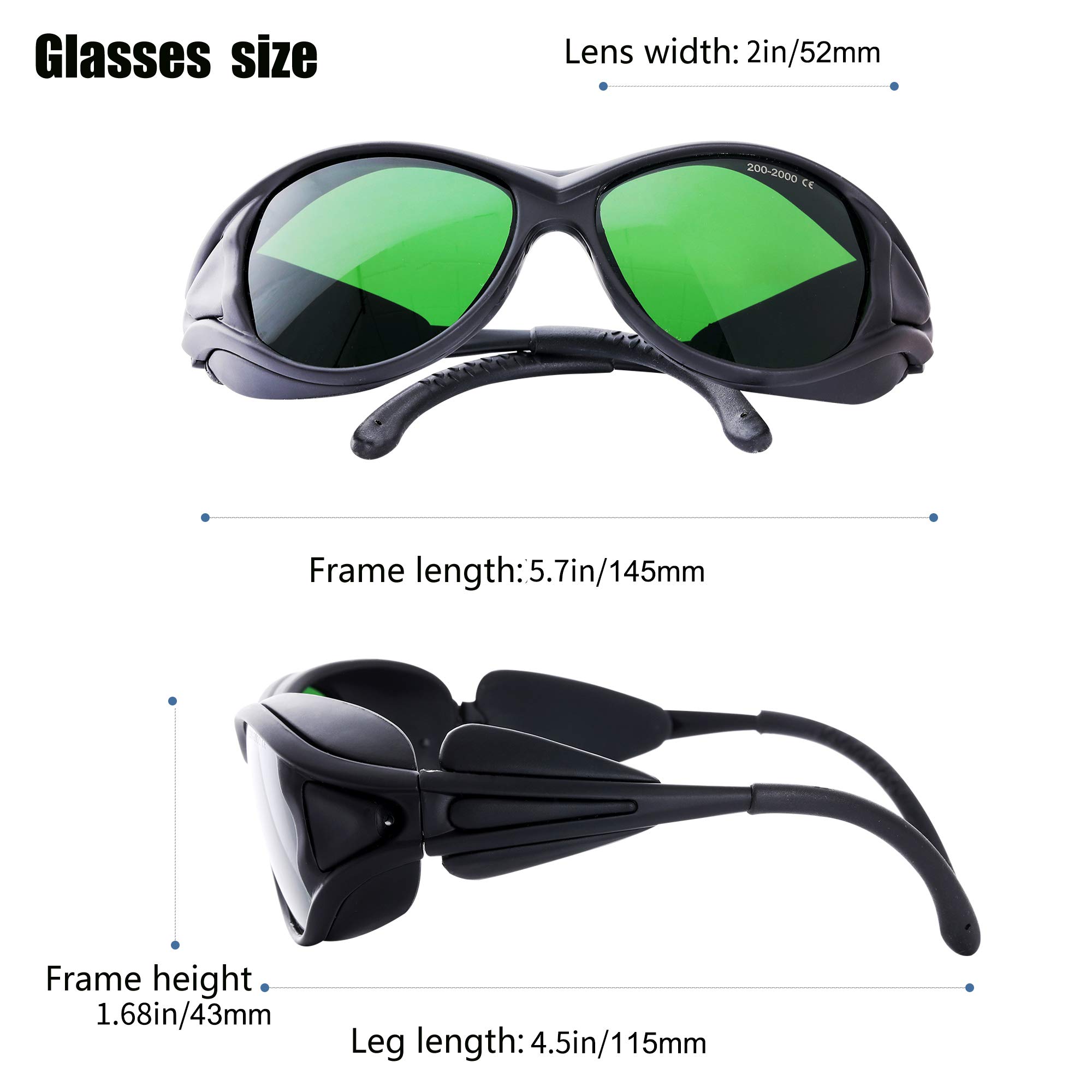 JILERWEAR Professional Laser Safety Glasses - 405nm, 445nm, 450nm, 532nm, 850nm & 190nm-490nm Wavelength Protection - Violet/Blue/Red Laser Safety Goggles for Labs, DIY Projects & Industrial Use