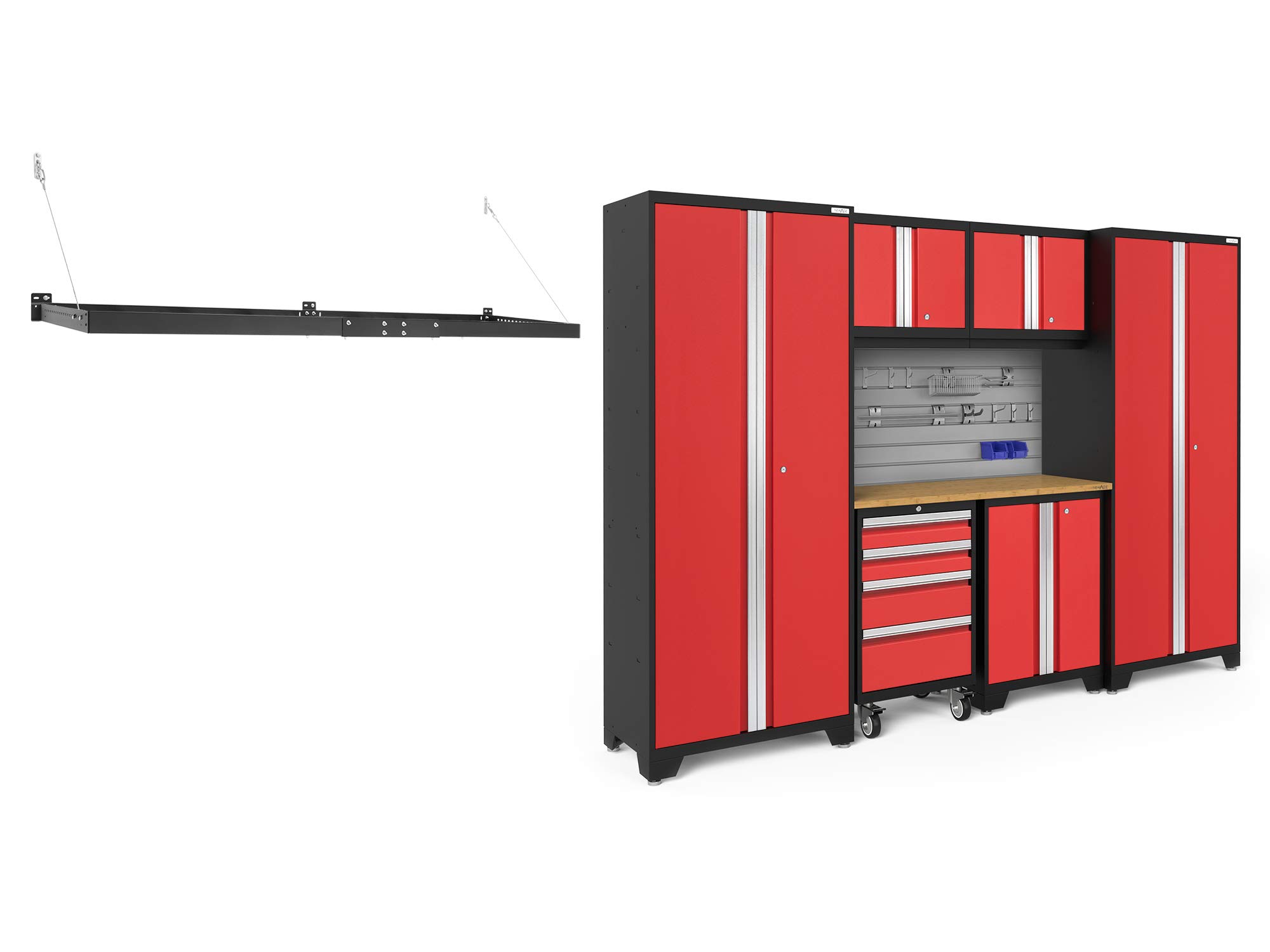 NewAge Products Bold Series Red 7-Piece Garage Cabinet Set (Model 50737) - Heavy-Duty Storage for Garage Organization & Workshop Tools