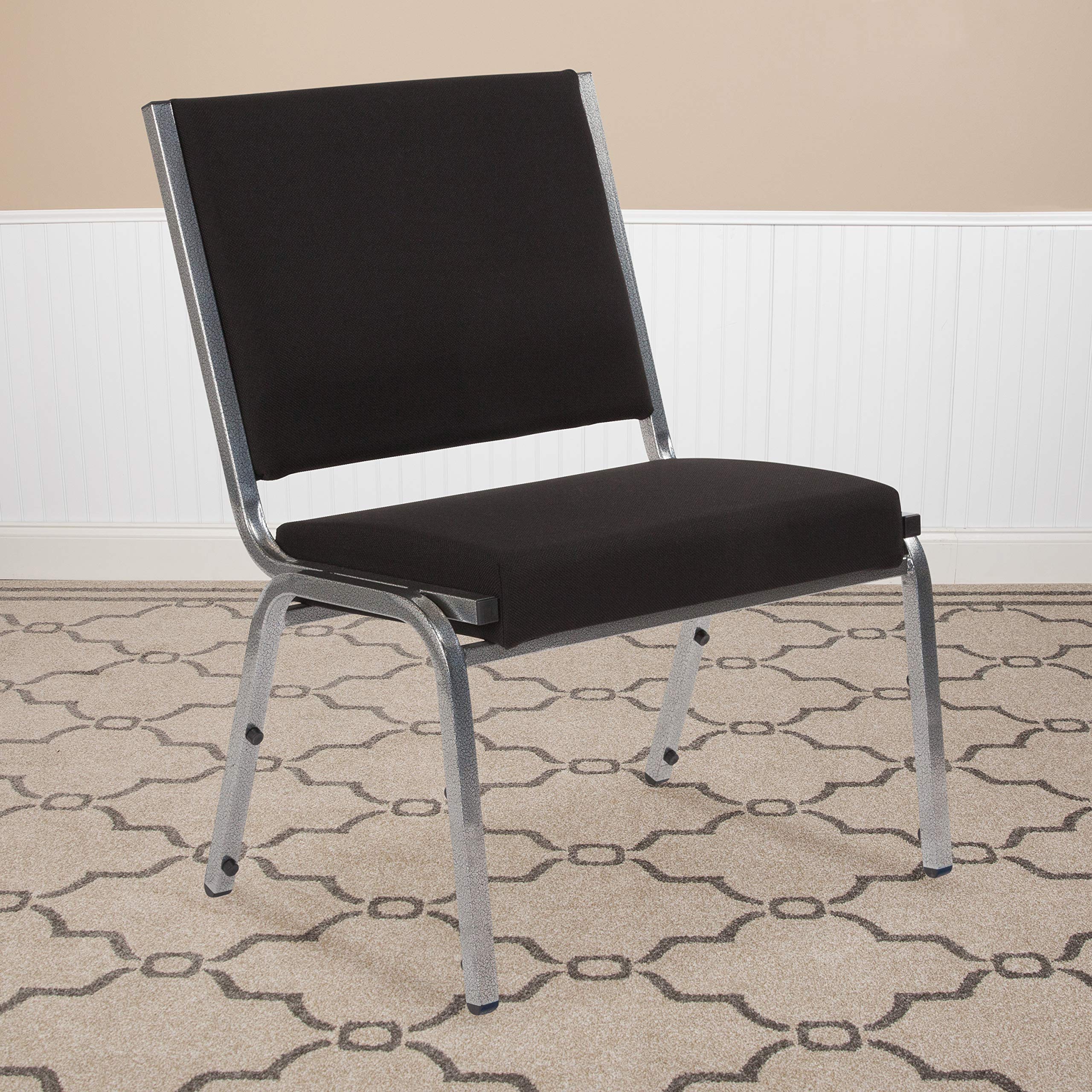 EMMA & OLIVER Heavy Duty Bariatric Chair - 1000 lb Weight Capacity, Antimicrobial Black Fabric - Medical Office & Waiting Room Seating for Healthcare Facilities