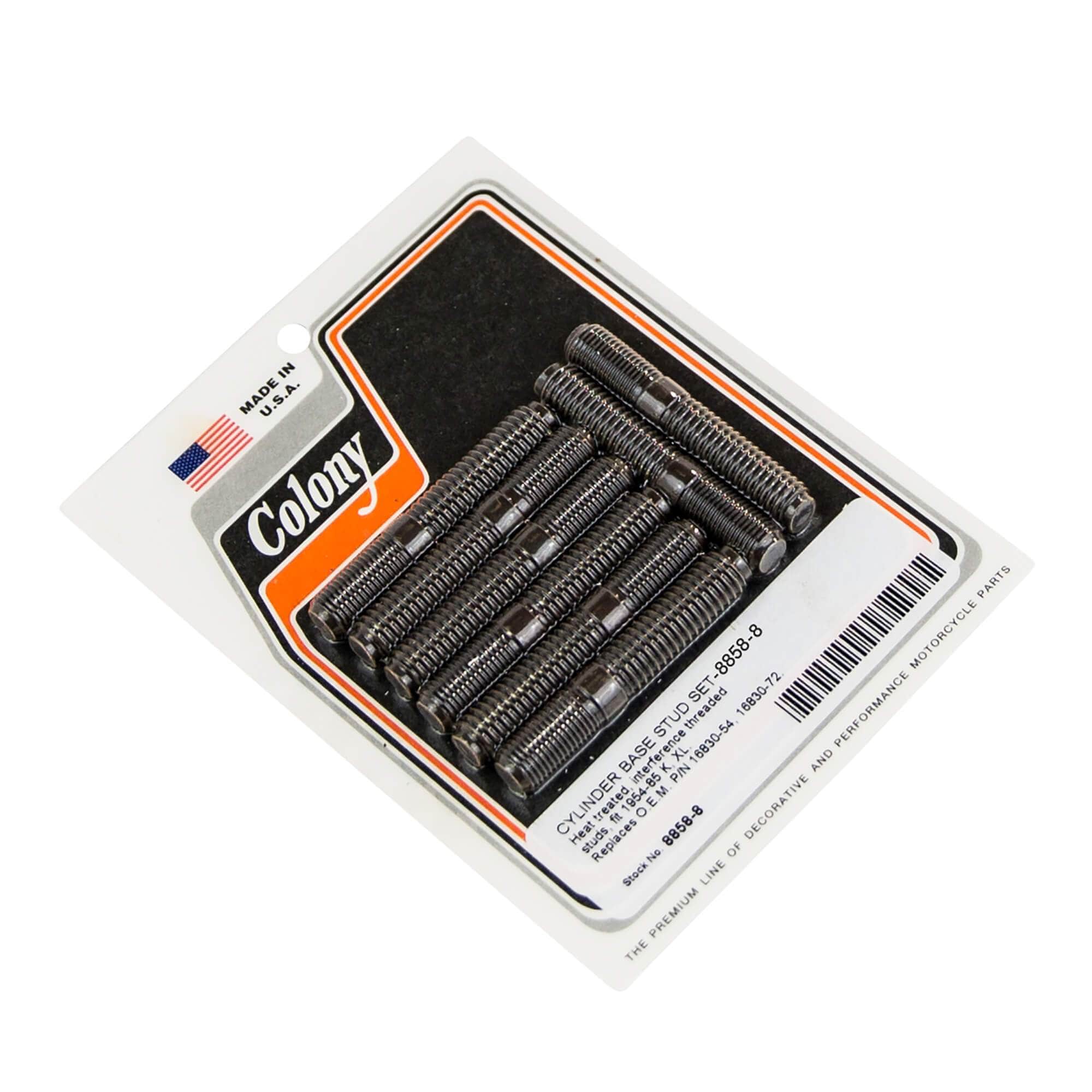 8 Cylinder Base Stud Set for 1954-1985 Harley Davidson K/XL Models - OEM# 16830-54 & 16830-72 - Motorcycle Engine Repair & Restoration Parts