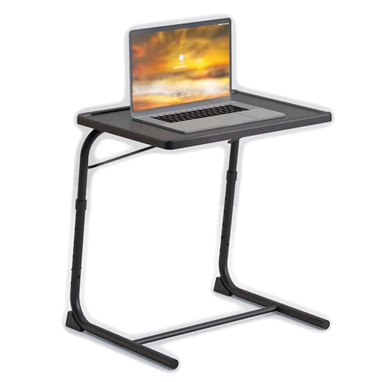 POCHY Adjustable Overbed Table - Modern Mobile Standing Desk, Folding Laptop Table with Wheels, Lightweight Portable Bedside Table for Home, Office & Hospital Use - Perfect for Working, Eating, Reading in Bed or Recovering Patients