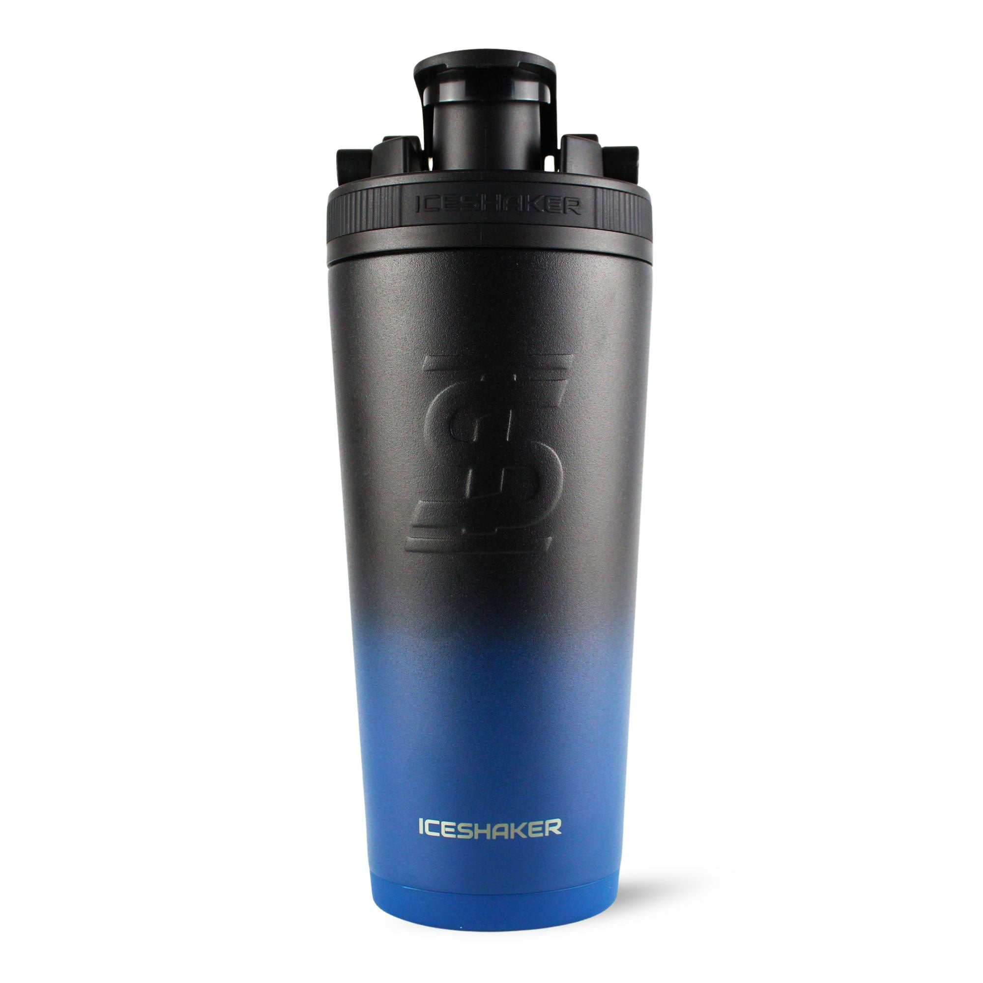 Ombre Series 26oz Ice Shaker Bottle - Navy Black Gradient for Gym, Workout & Protein Mixing | Leakproof & BPA-Free Sports Water Bottle