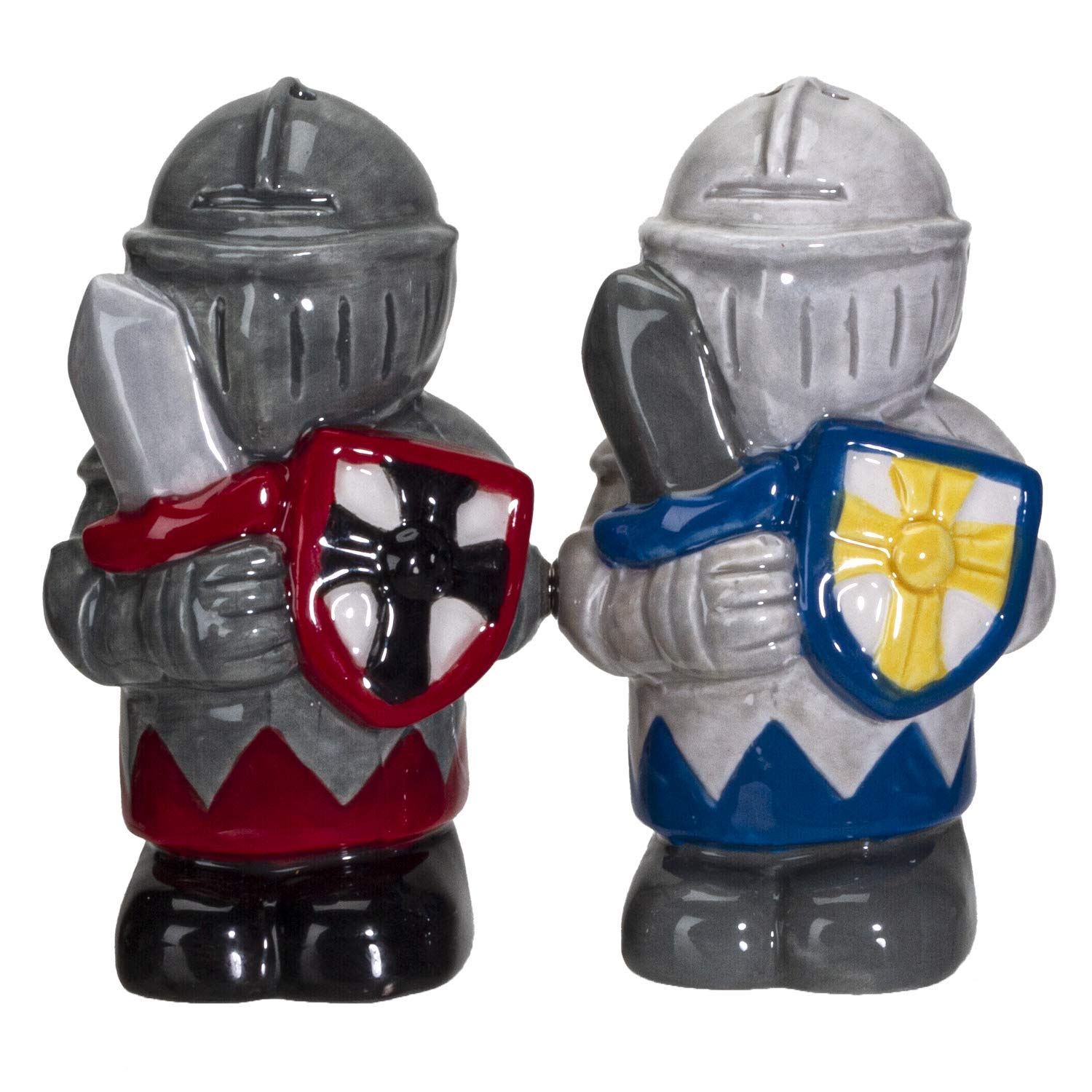 White and Black Knight Ceramic Salt and Pepper Shakers Set - Elegant Kitchen Tableware for Dining, Gifts, and Home Decor