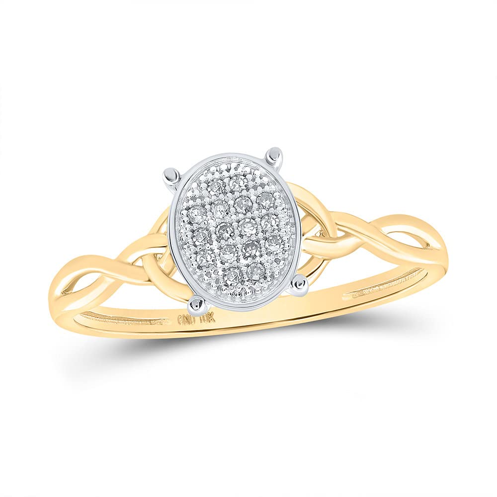 10K Yellow Gold Women's Round Diamond Oval Ring - 1/20 CTTW Elegant Jewelry for Engagement, Anniversary & Special Occasions