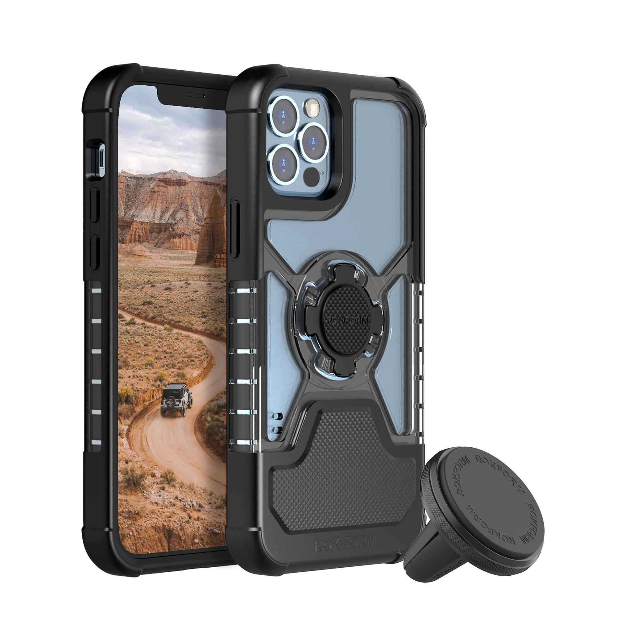 Rokform Crystal Case for iPhone 12 & iPhone 12 Pro with Super Grip Car Vent Mount - Durable Phone Holder for Truck, Van & Vehicle - Perfect for Commuting, Road Trips & Hands-Free Navigation