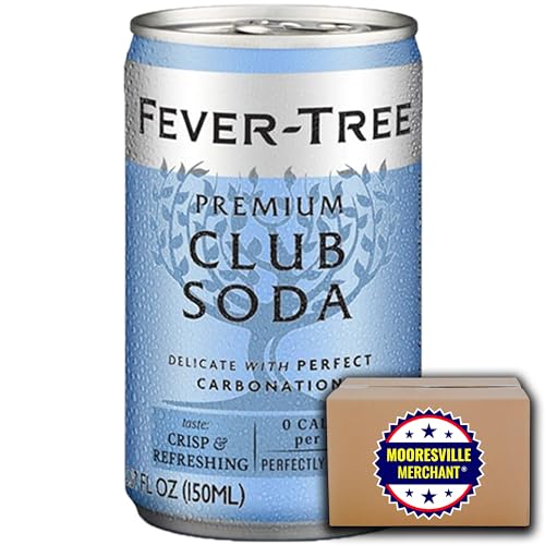 Fever Tree Club Soda 150ml (5.07oz) - Pack of 24 Mini Cans | Premium Sparkling Water | Refreshing Mixer for Cocktails & Mocktails | Perfect for Home Bars, Parties & Office Refreshments