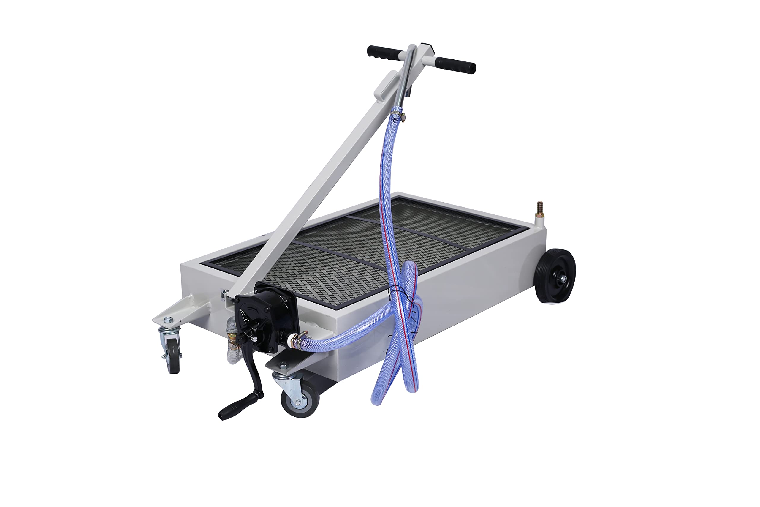 WIILAYOK 15-Gallon Oil Drain Pan with Hand Pump - Low Profile Oil Change Pan with T-Handle for Easy Draining - Perfect for DIY Car Maintenance, Garage Oil Changes & Quick Fluid Disposal
