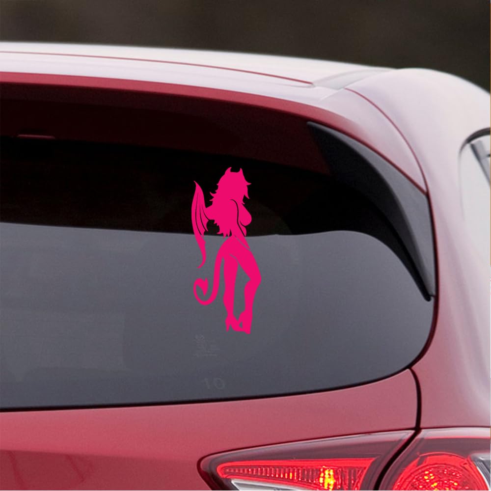 Premium Waterproof Vinyl Decal Stickers Set of 2 - Sexy Devil Girl Design for Laptop, Phone, Helmet, Car, Mug & Wall Decor | Cute Pink Aesthetic Stickers for Teens Room, Water Bottle, Skateboard & DIY Projects