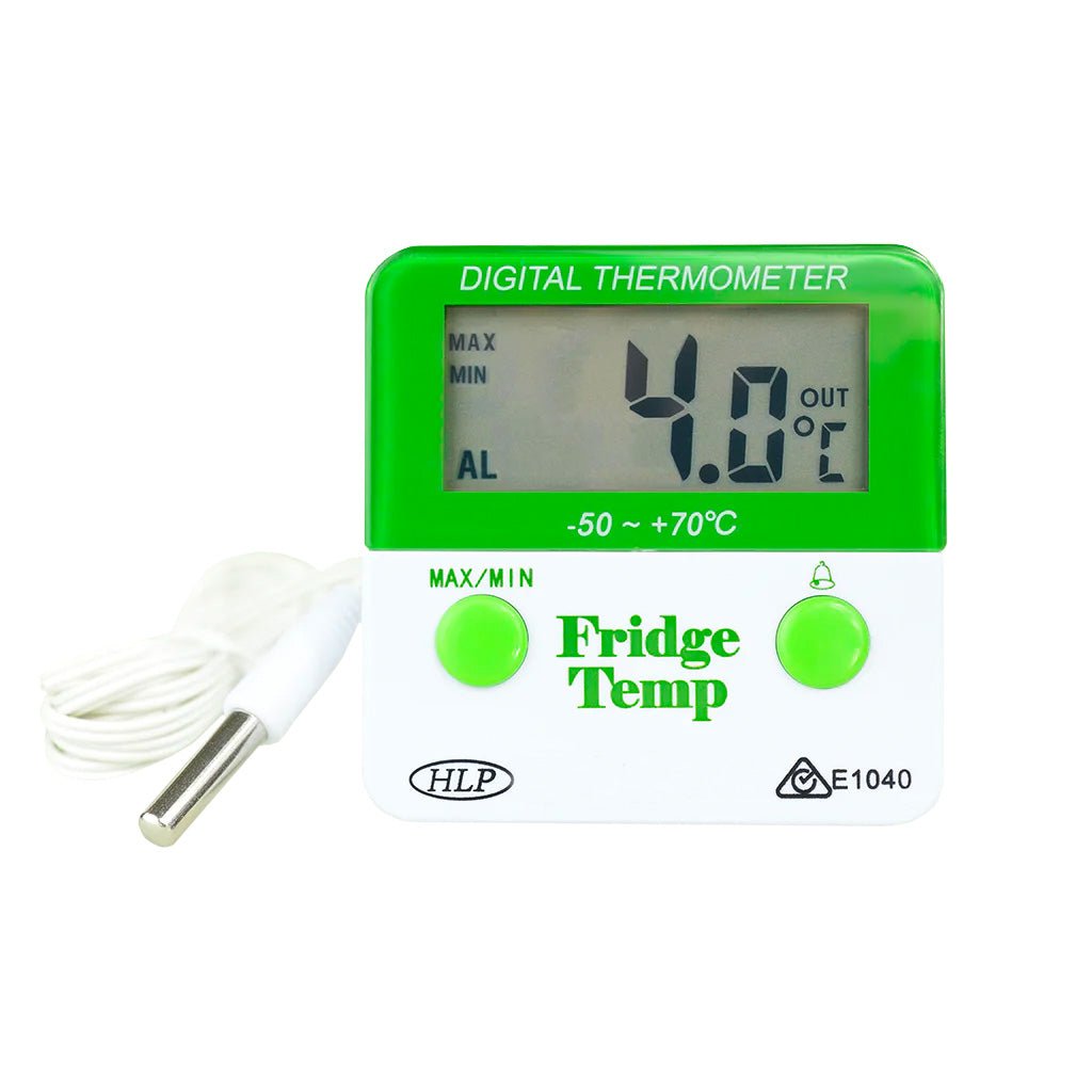HLP Digital Fridge Freezer Thermometer - Wireless Refrigerator Temperature Monitor with Alarm, Large LCD Display - Perfect for Home Kitchen, Restaurant & Food Storage Safety