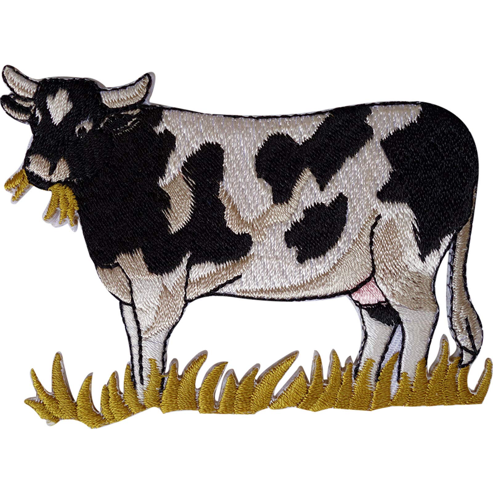 Cow Patch Embroidered Iron-On Sew On Clothes Badge - Farm Animal Embroidery Applique for DIY Crafts, Jackets, Jeans & Backpacks - Perfect for Country Style Fashion & Western Outfits